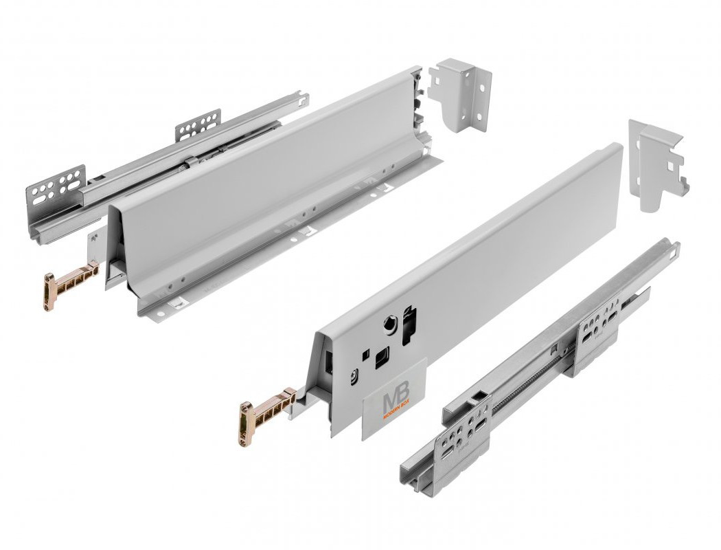 Изображение товара Модерн Бокс push to open L-400 мм низкий серый для мебельных ящиков