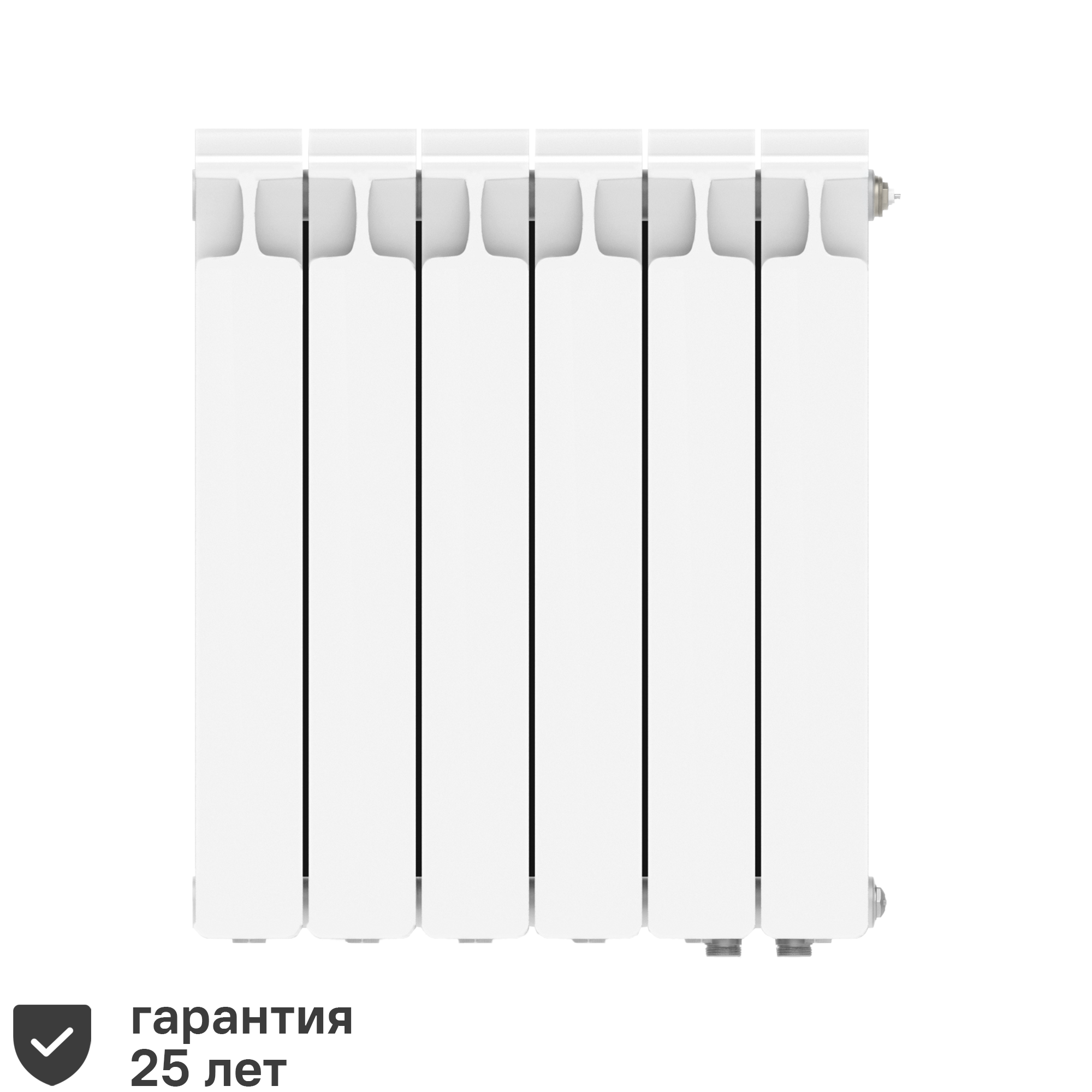 Изображение товара Радиатор секционный Rifar Monolit 500 биметалл 6 секций нижнее подключение белый