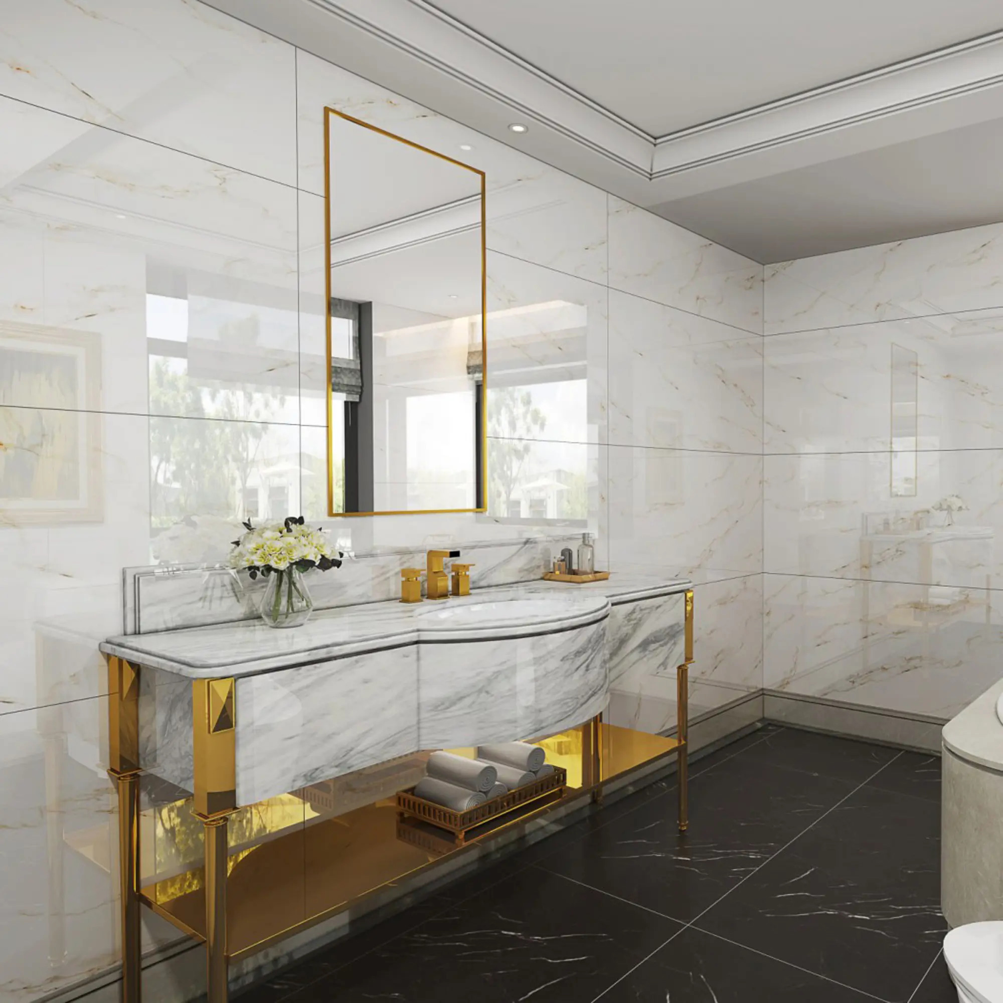 Изображение товара Плитка керамогранит Pars tile FONIX 60x120 см белый полированный мраморный эффект