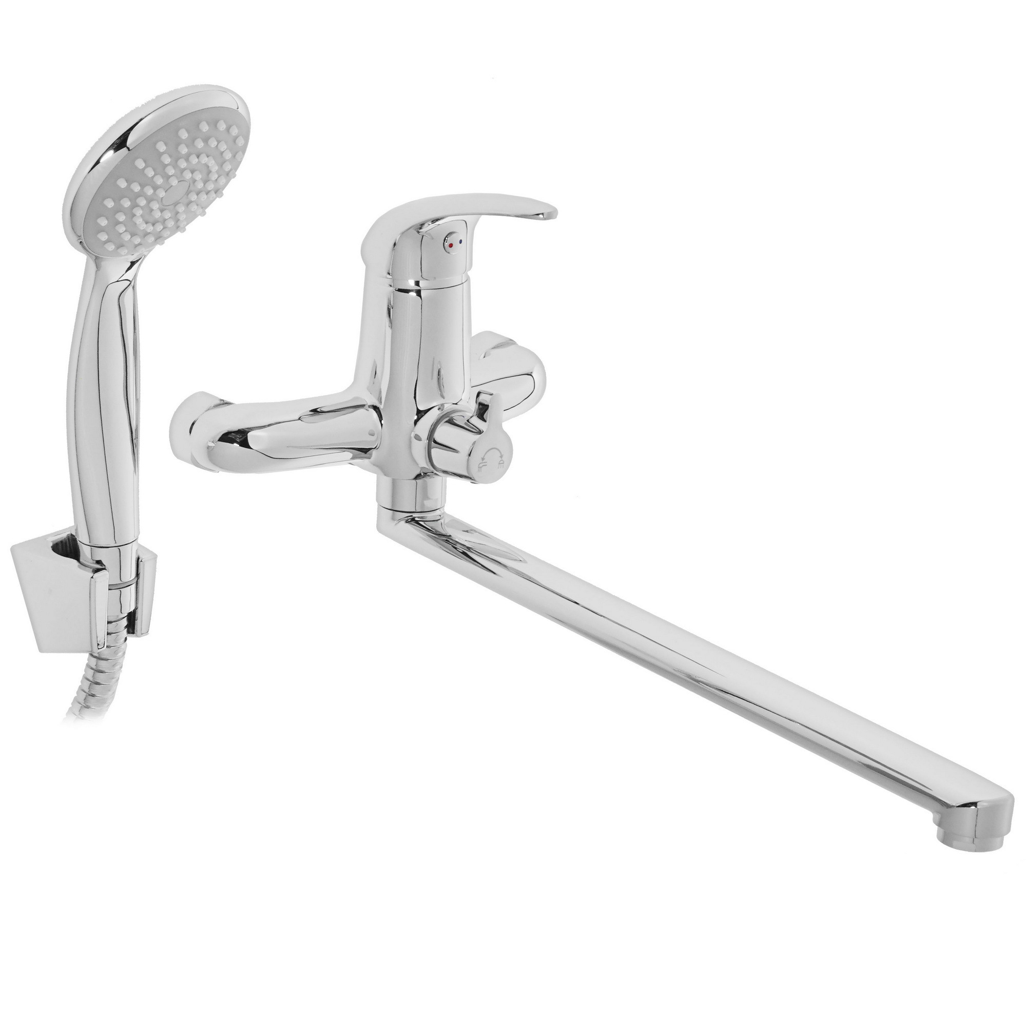 Изображение товара Смеситель для ванны и душа Gross Aqua Basic 7211257C-35F с длинным изливом и комплектом аксессуаров