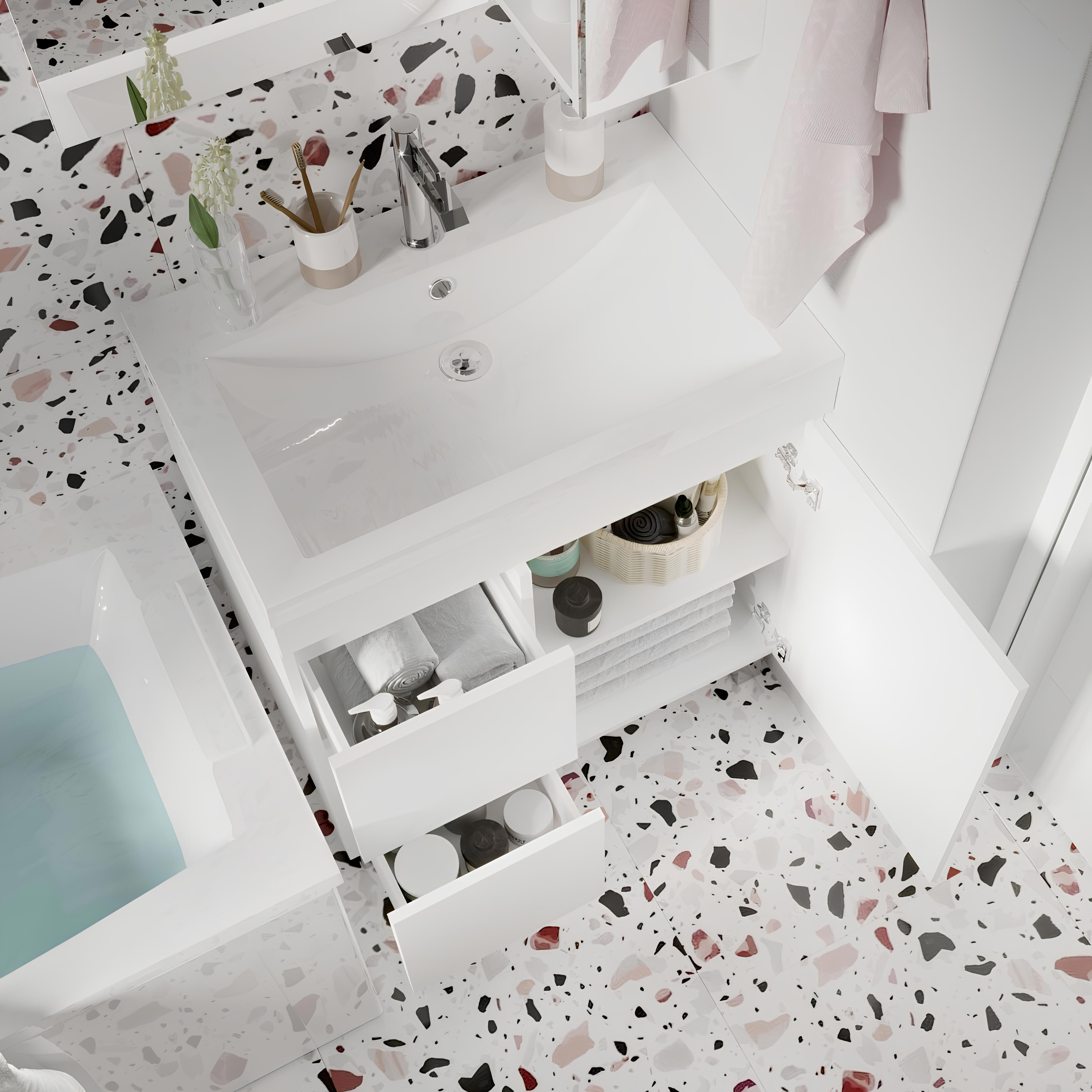 Изображение товара Тумба под раковину напольная 1Marka Cube 75 см цвет белый