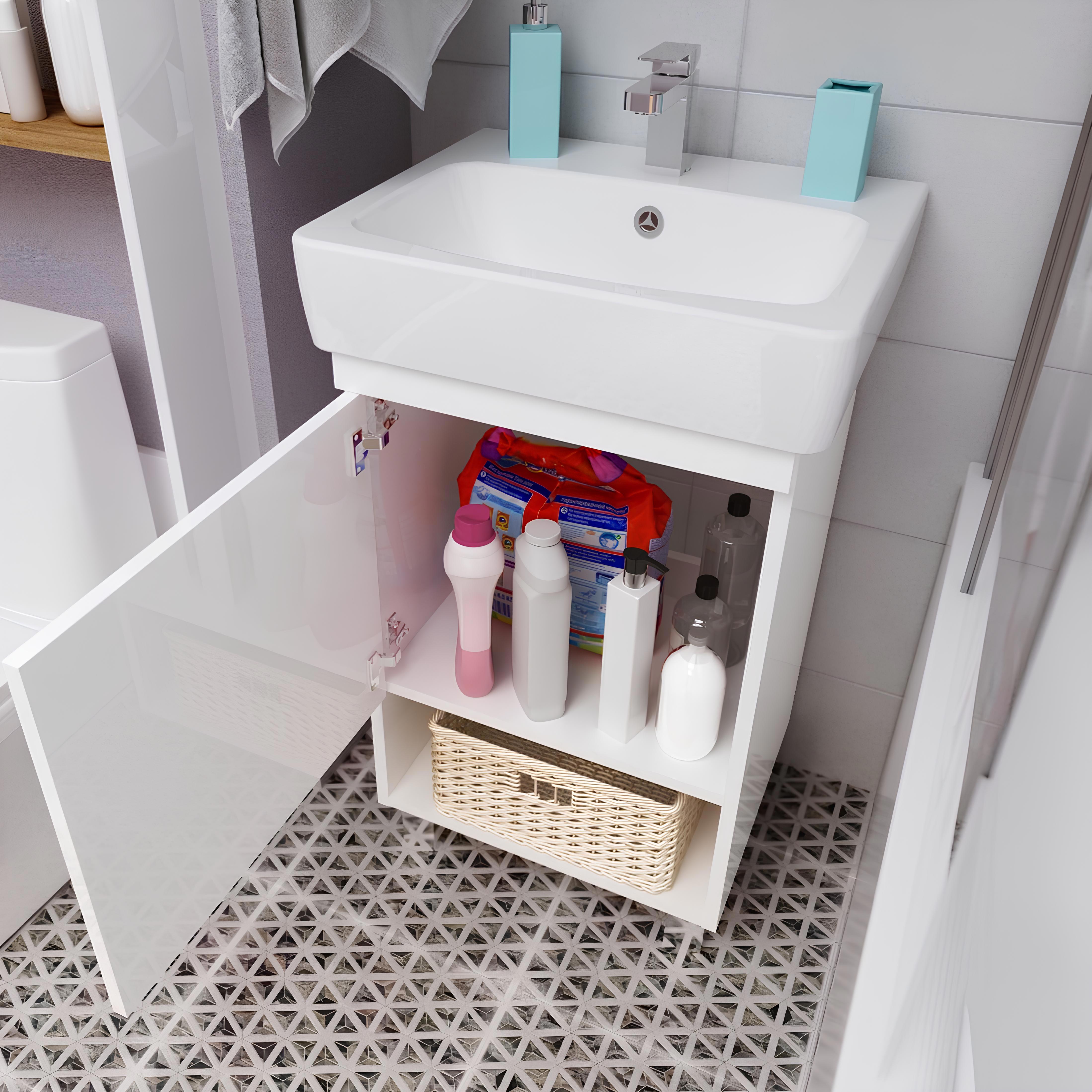 Изображение товара Тумба под раковину напольная 50 см белый глянец 1Marka Tera