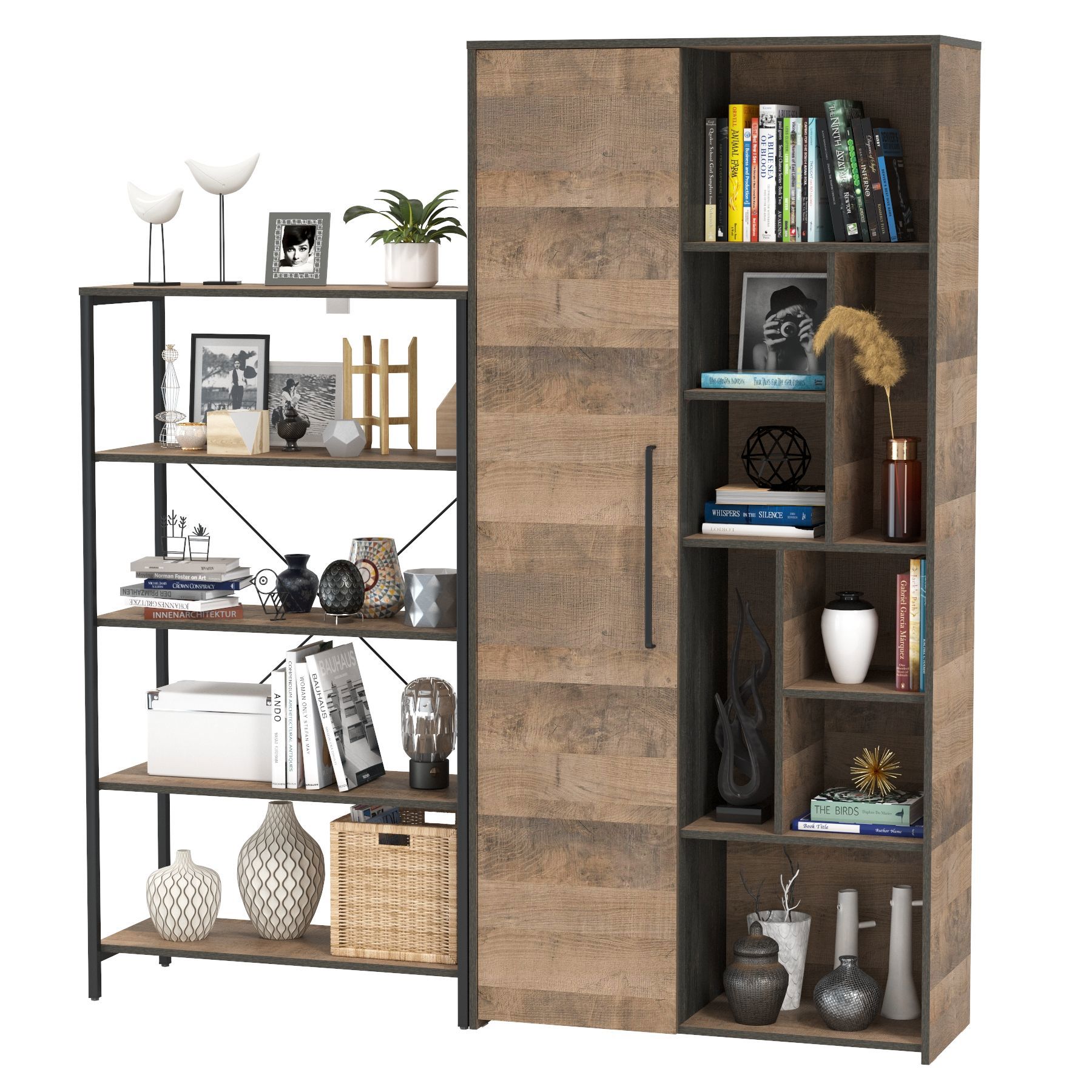 Изображение товара Стеллаж Моби 176x194x37 см ЛДСП цвет дуб гранж/интра