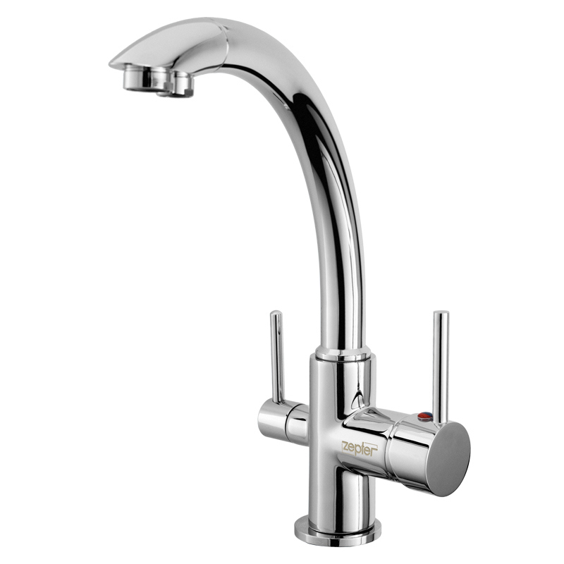 Изображение товара Смеситель для кухни двухвентильный Zepter international Лебедь излив 320 см цвет металлик