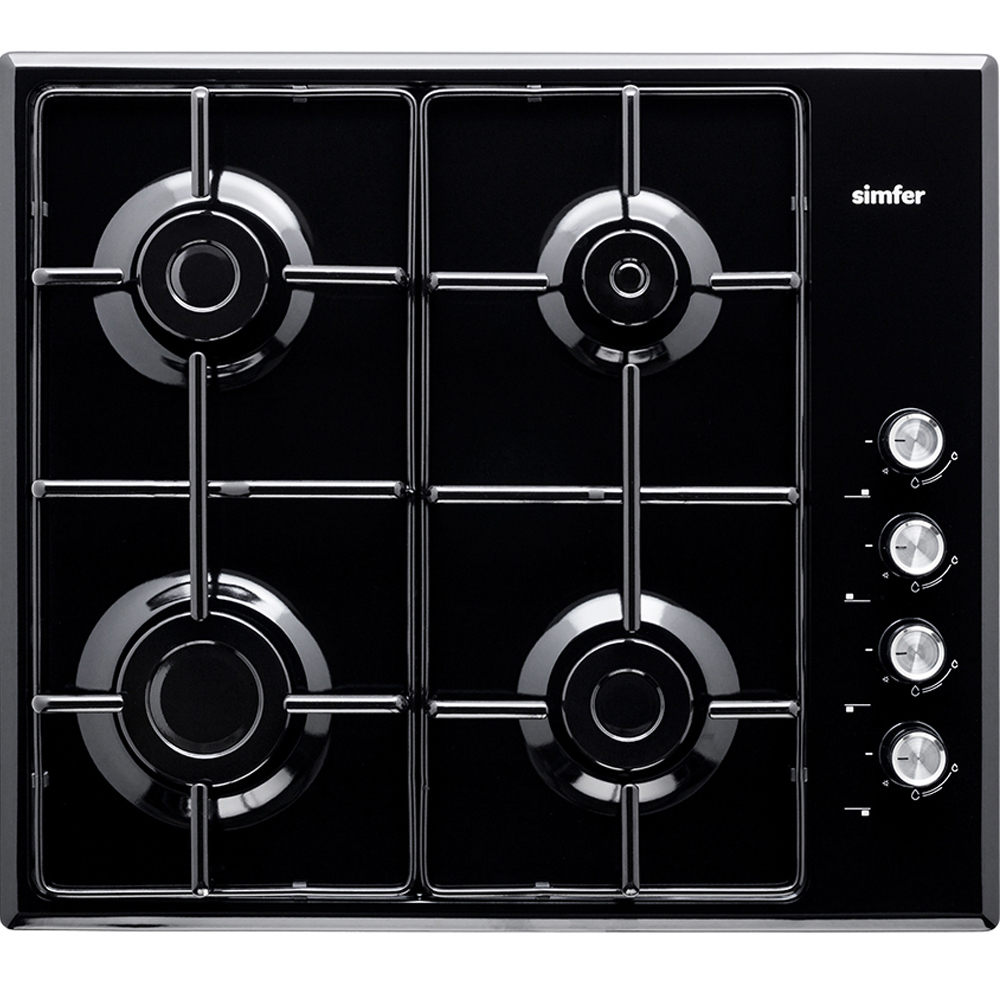 Газовая варочная панель Simfer H60Q40B401 60 см 4 конфорки цвет черный ...