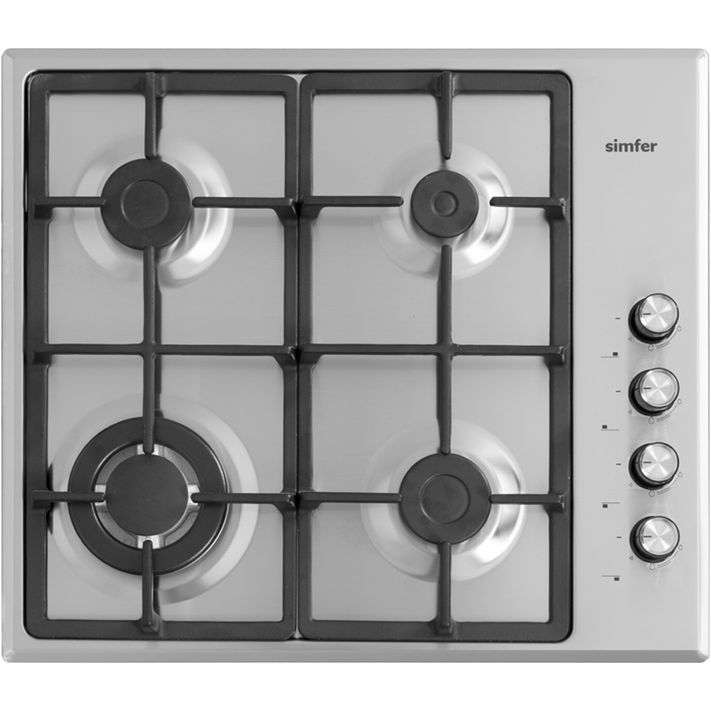 Изображение товара Газовая варочная панель Simfer H60Q41M416 4 конфорки встраиваемая серебристая