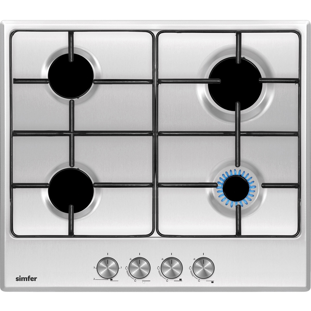 Изображение товара Газовая варочная панель Simfer H60V40M416 60 см 4 конфорки цвет серебристый
