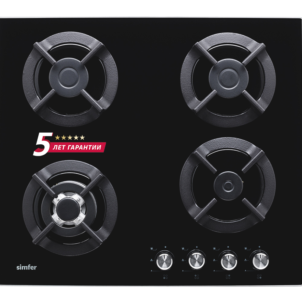 Изображение товара Газовая варочная панель Simfer H60N41B571 60 см 4 конфорки черный