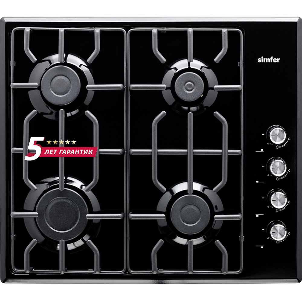 Изображение товара Газовая варочная панель Simfer H60Q40B511 60 см 4 конфорки черный