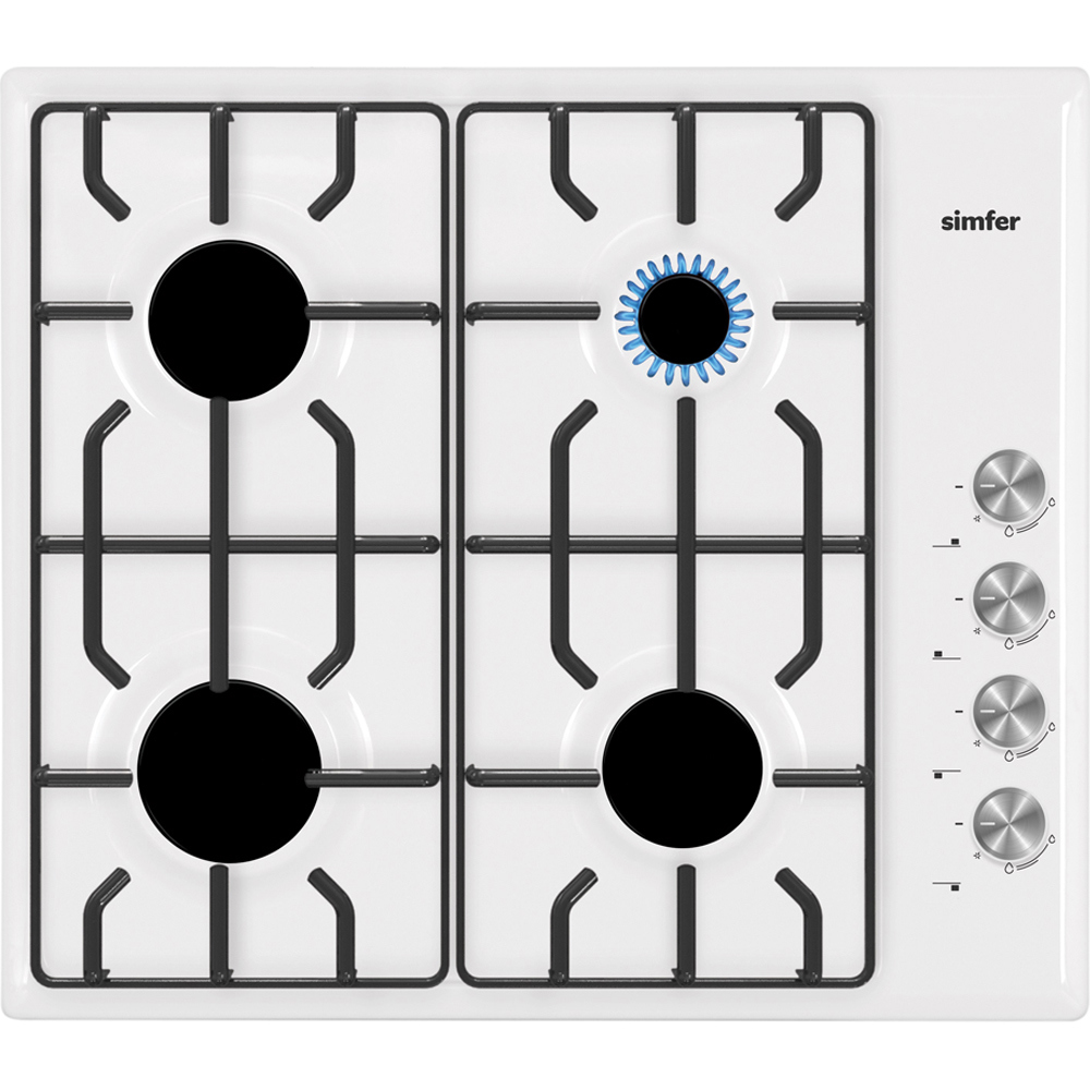 Изображение товара Газовая варочная панель Simfer H60Q40570 4 конфорки белая