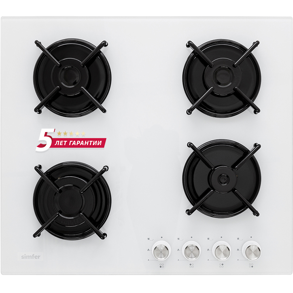 Изображение товара Газовая варочная панель Simfer H60N40W570 60 см 4 конфорки цвет белый