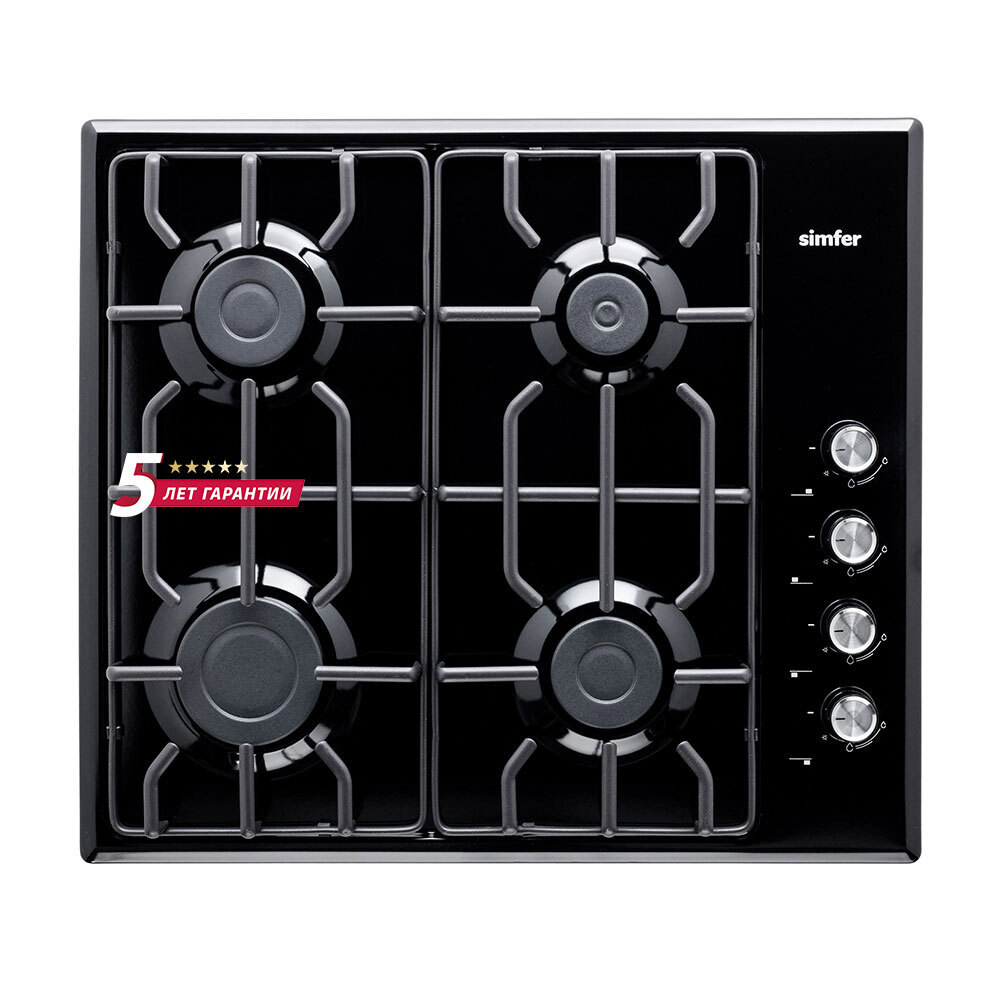 Изображение товара Газовая варочная панель Simfer H60Q40B412 60 см 4 конфорки черный