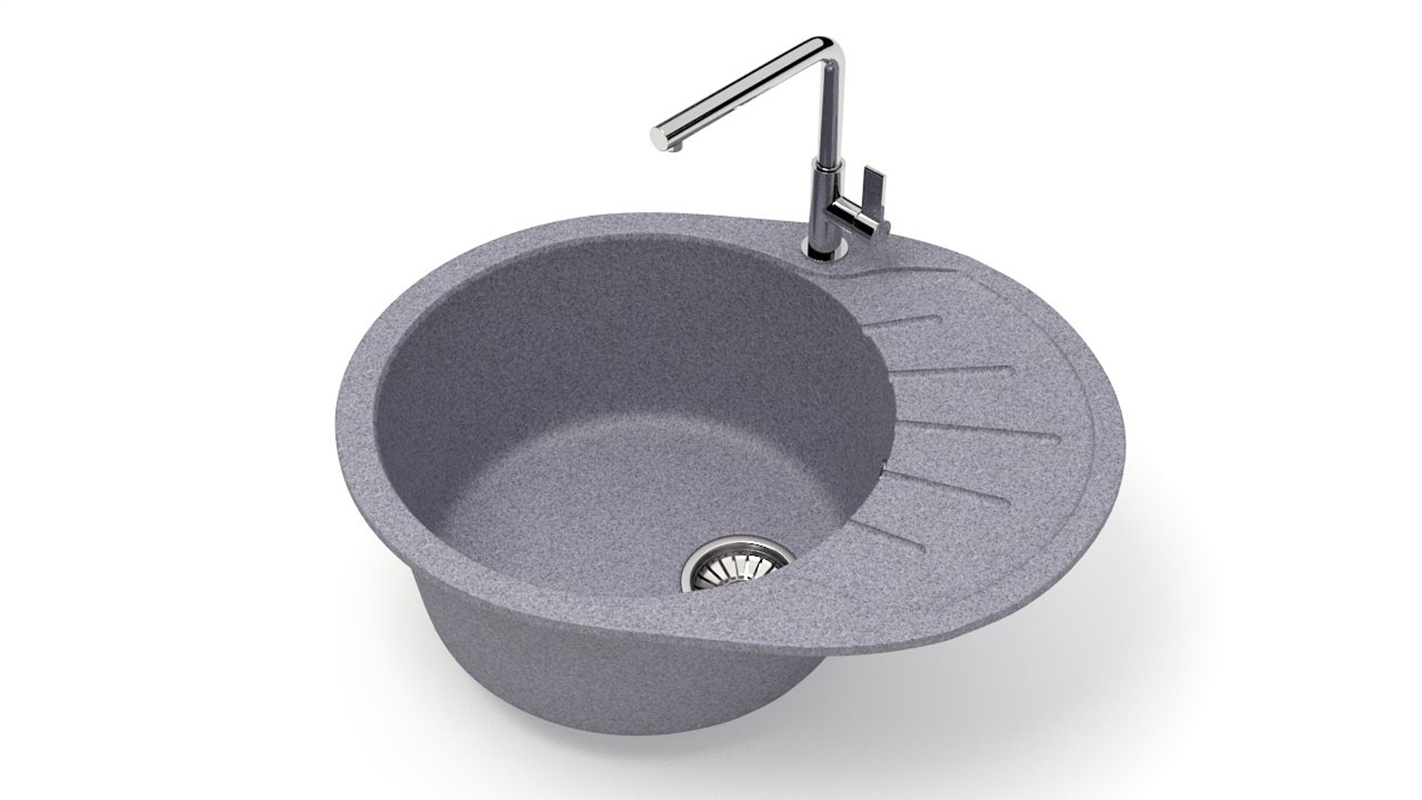 Изображение товара Врезная мойка Glanz J010G035-K 44x57.50x21.50 см кварц цвет темно-серый