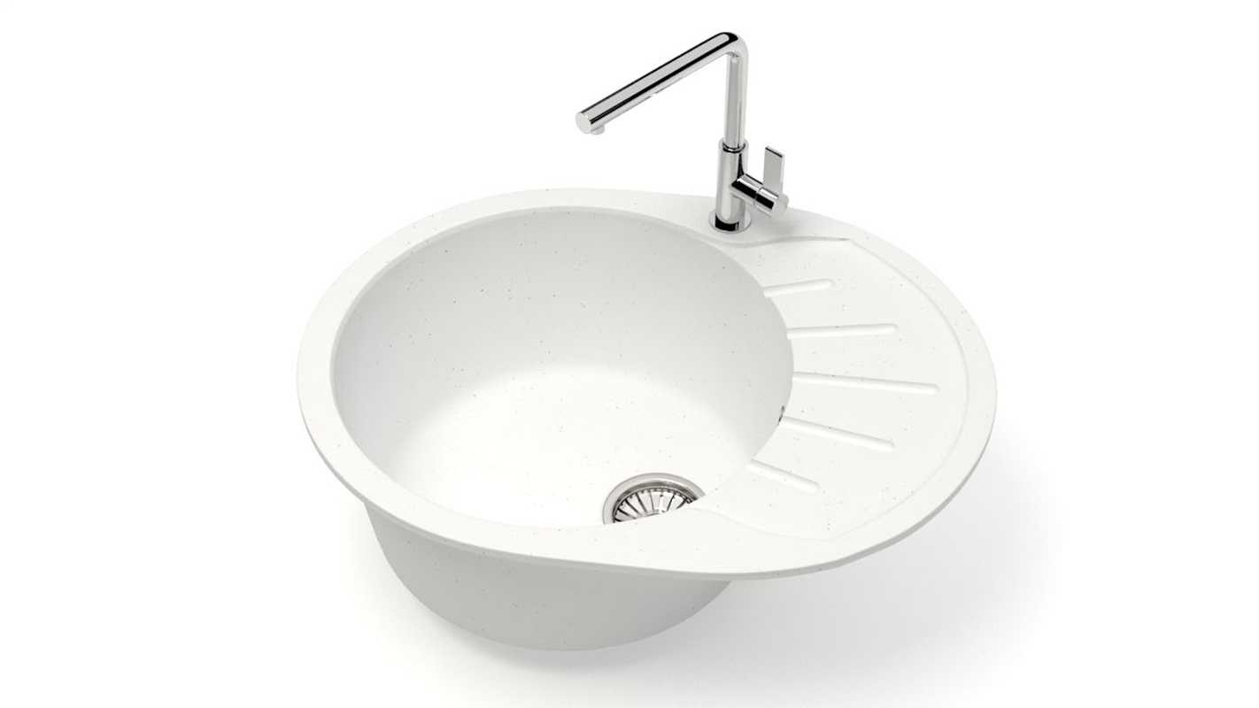 Изображение товара Врезная мойка Glanz J010G031-K 44x57.50x21.50 см кварц цвет белый