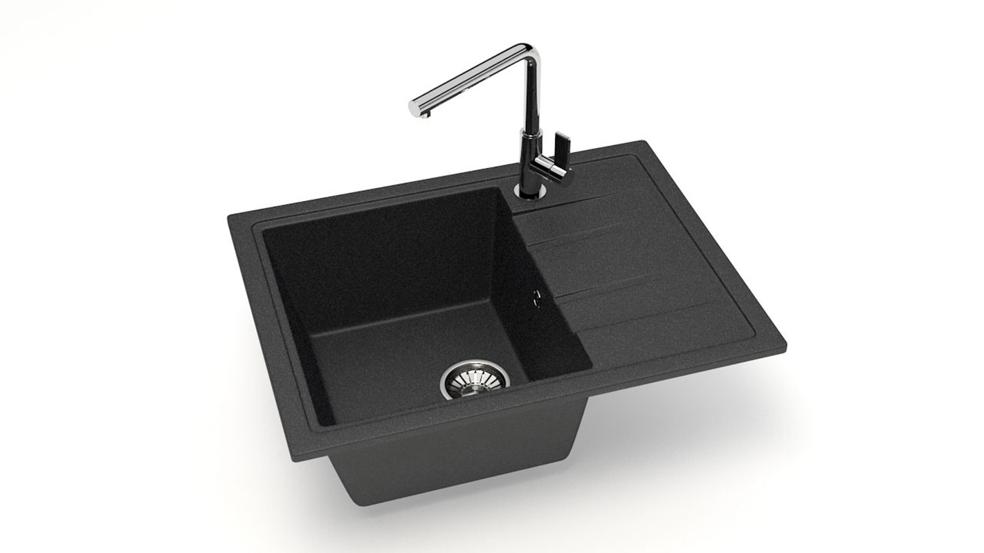 Изображение товара Врезная мойка Glanz J150G032-K 47x57.50x21.50 см кварц цвет антрацит