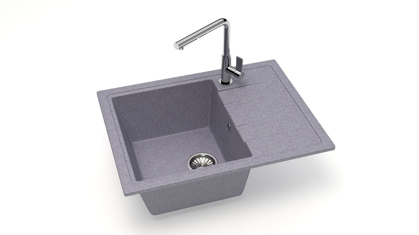 Изображение товара Врезная мойка Glanz J150G035-K 47x57.50x21.50 см кварц цвет темно-серый
