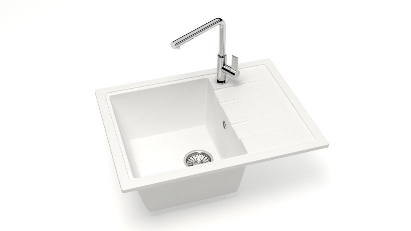 Изображение товара Врезная мойка Glanz J150G031-K 47x57.50x21.50 см кварц цвет белый