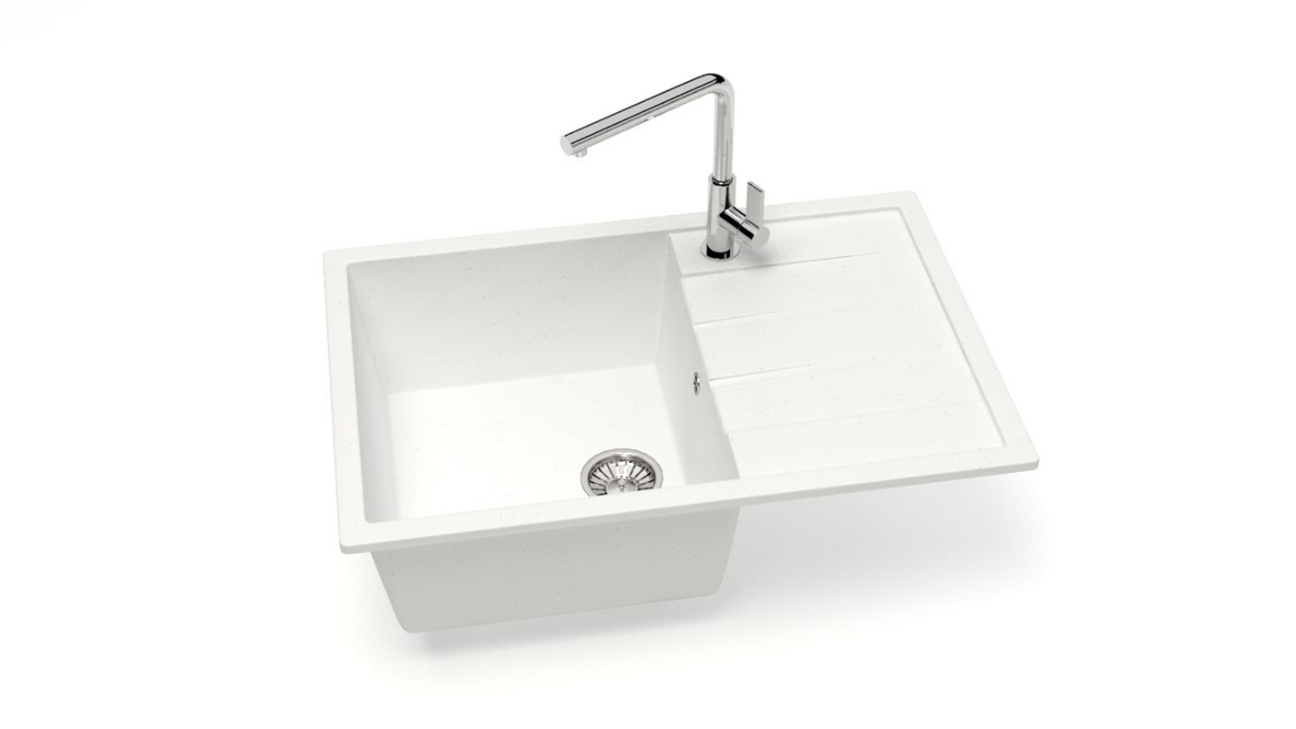 Изображение товара Врезная мойка Glanz J161G031-K 50.50x75x21.80 см кварц цвет белый