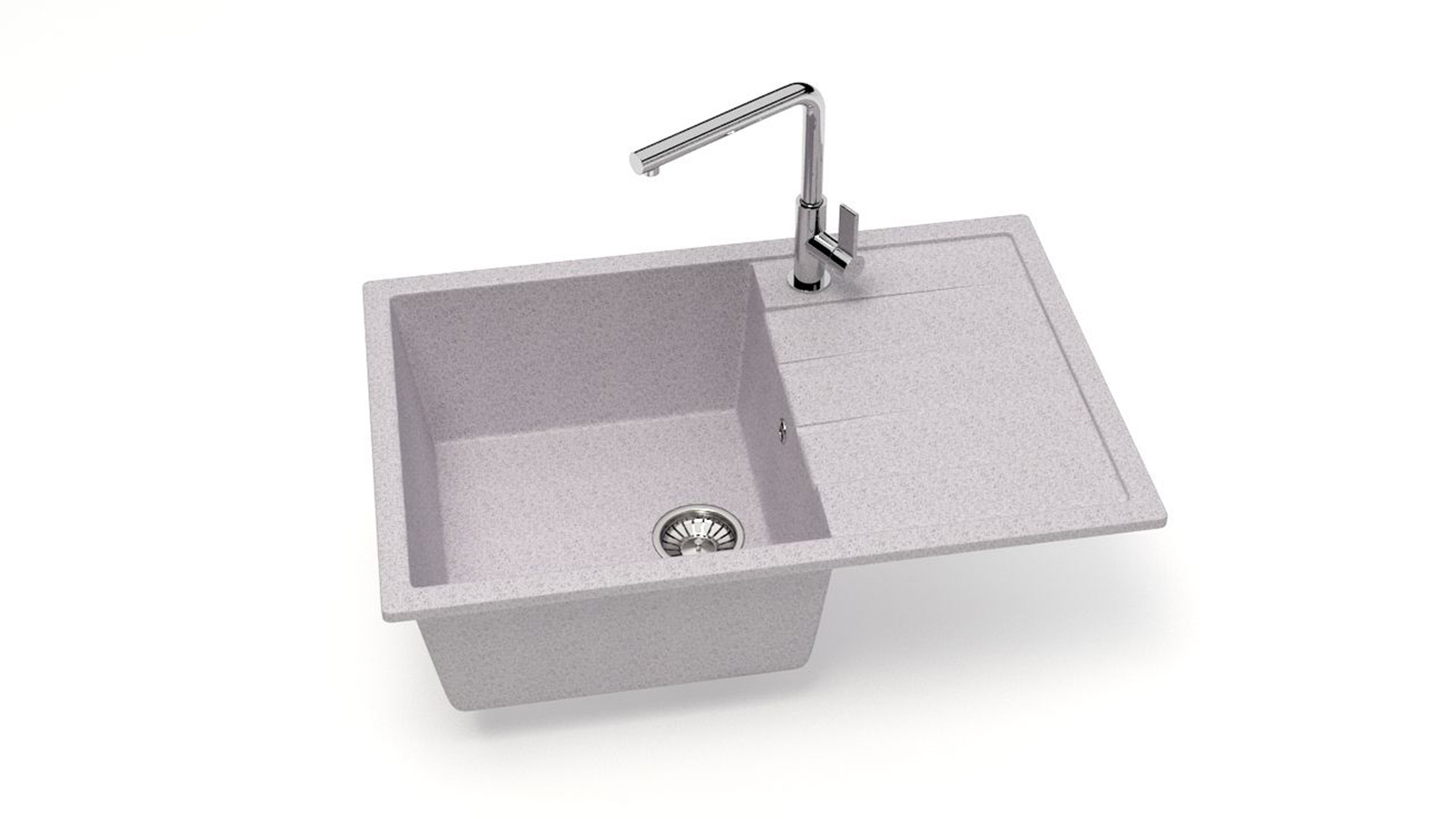 Изображение товара Врезная мойка Glanz J161G036-K 50.50x75x21.80 см кварц цвет светло-серый