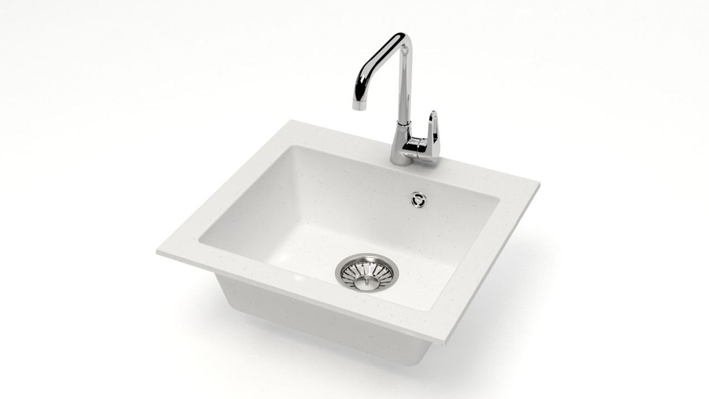 Изображение товара Врезная мойка Glanz J035G031-K 44x48x16 см кварц цвет белый