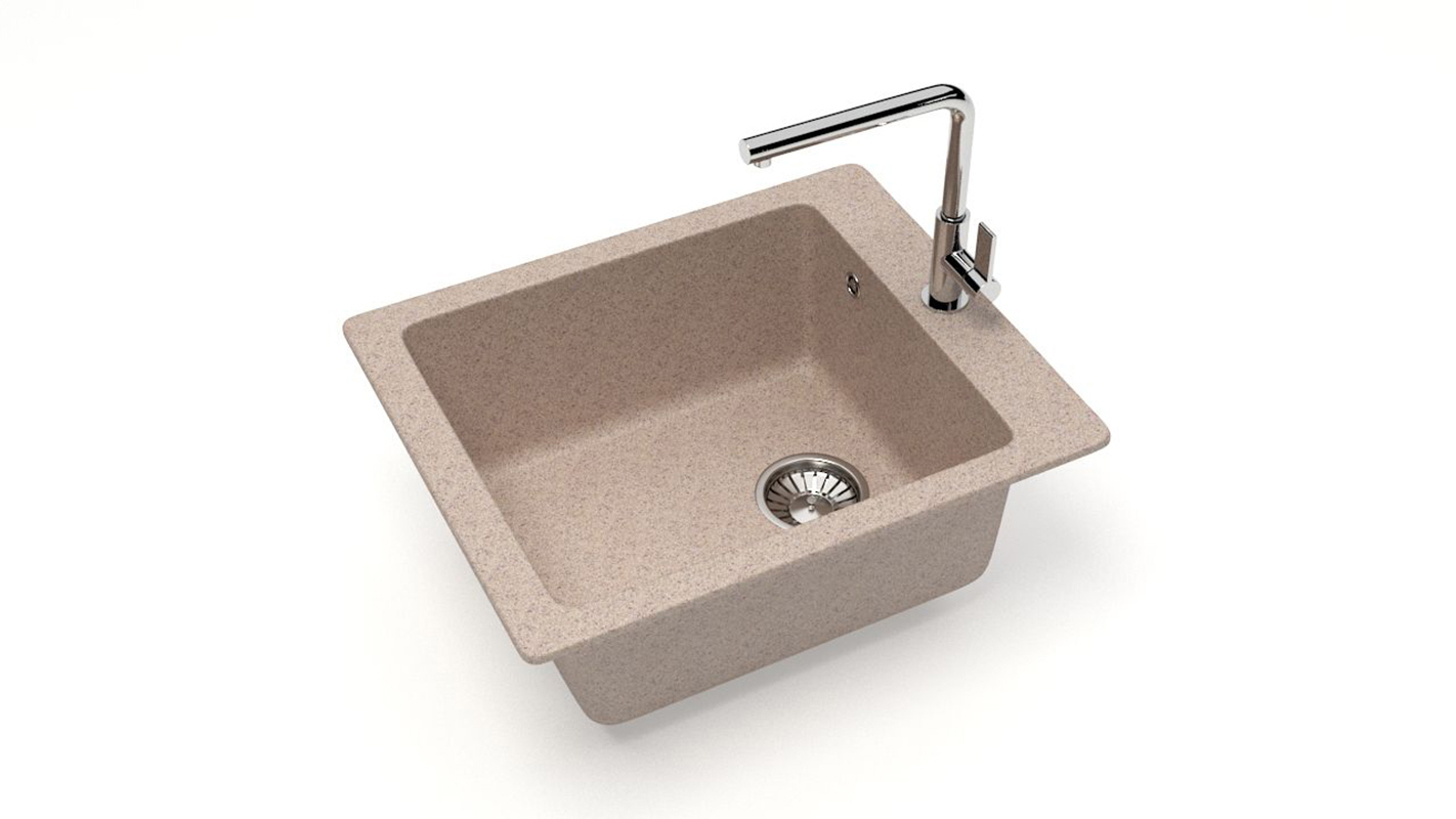 Изображение товара Врезная мойка Glanz J008G034-K 50x42.50x19.50 см кварц цвет песочный