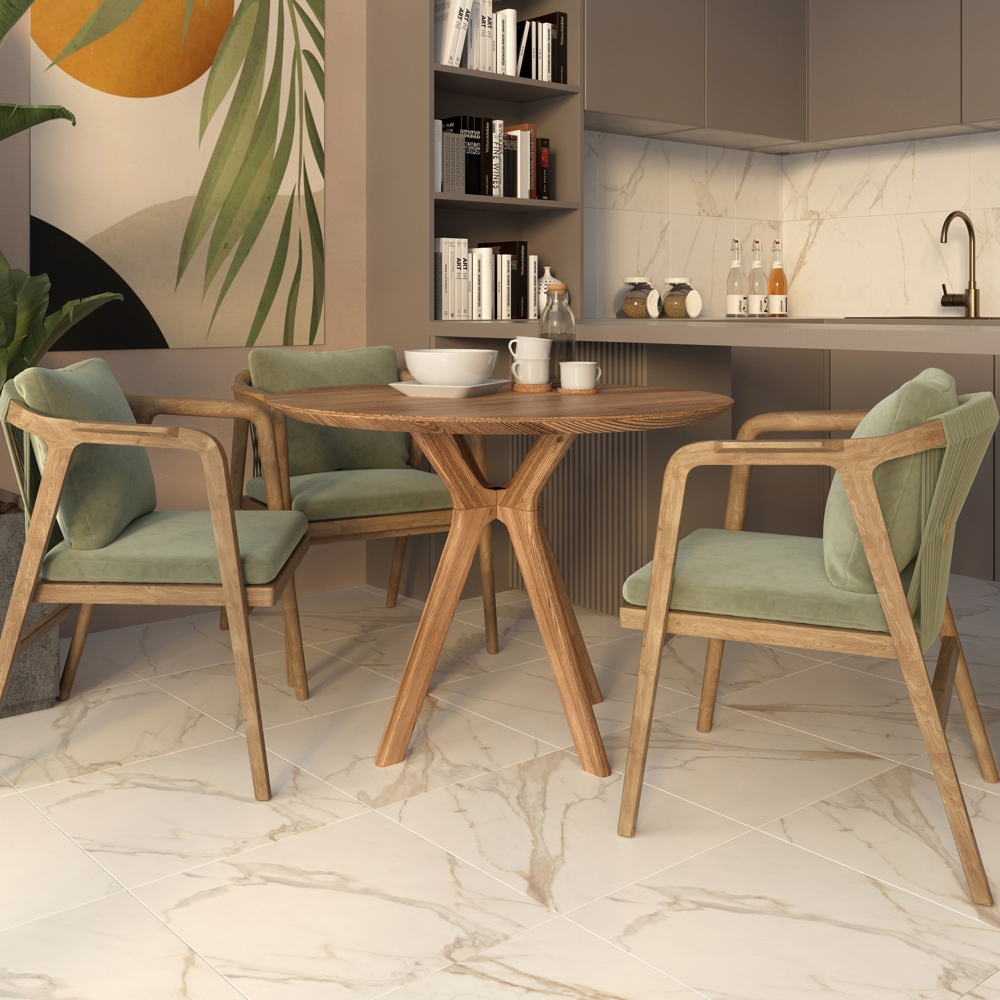 Изображение товара Керамогранит Шахтинская Плитка Корфу 40x40 см белый мраморный эффект