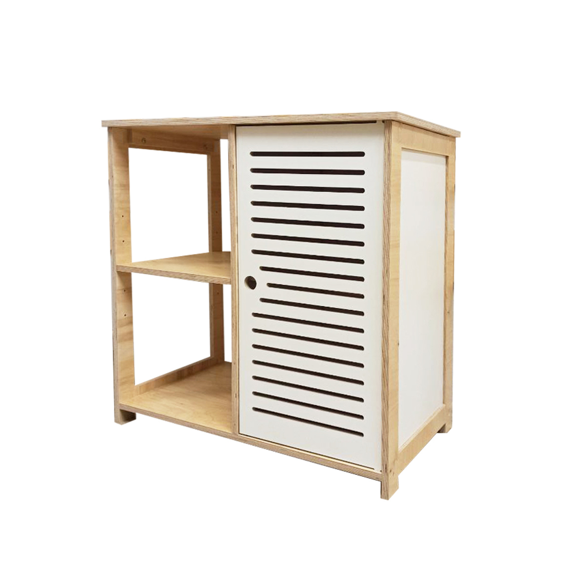 Изображение товара Тумба под телевизор Азбукадекор Мале 60 60x60x37 см фанера белая бежевый минимализм