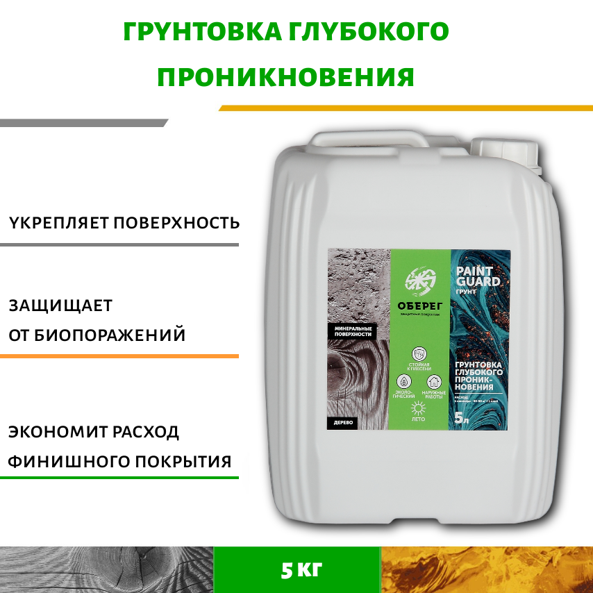 Изображение товара Грунтовка глубокого проникновения Оберег PaintGuard бесцветный 5л