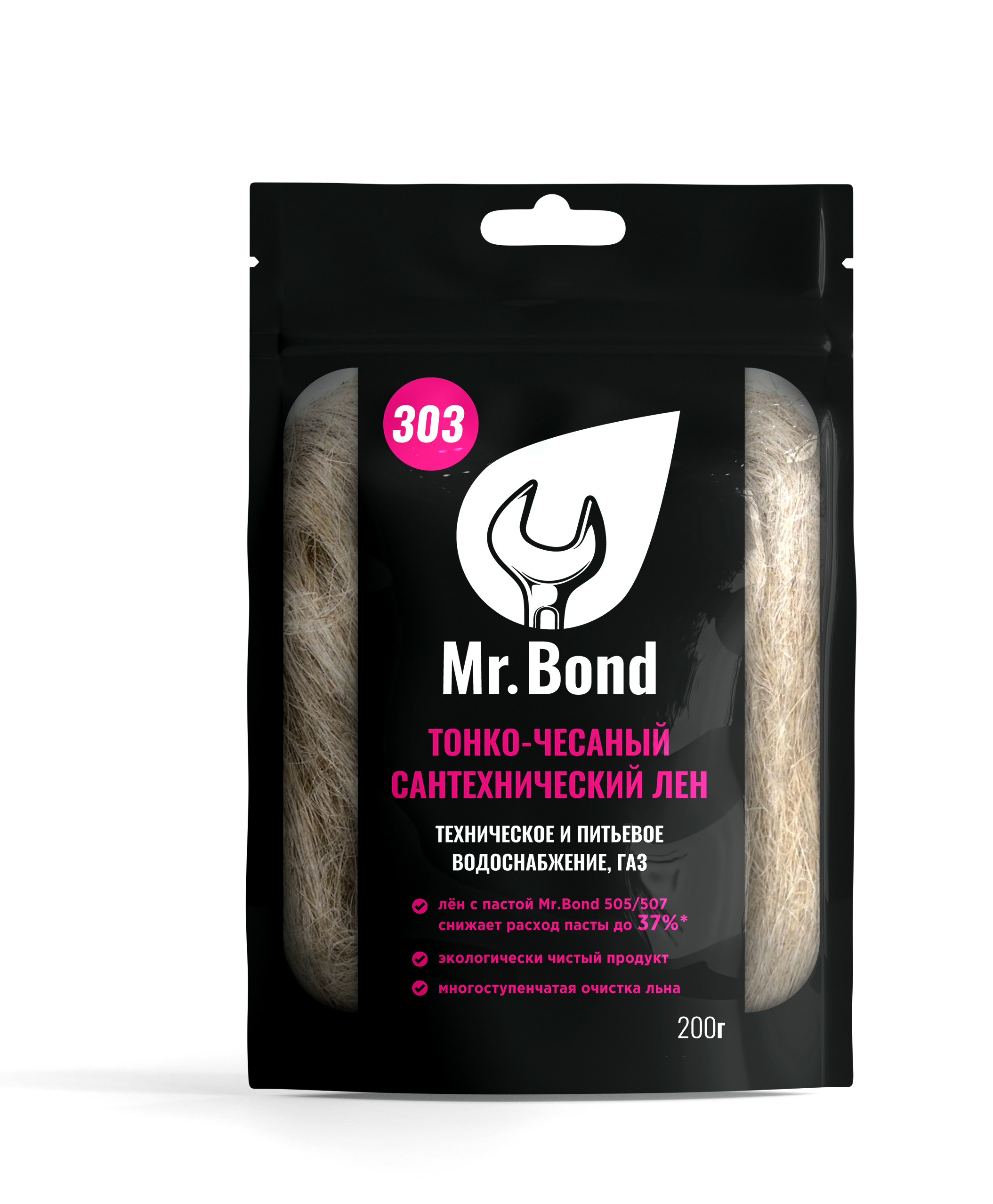 Изображение товара Лен сантехнический Mr.Bond 303 200 г натуральный для надежных работ
