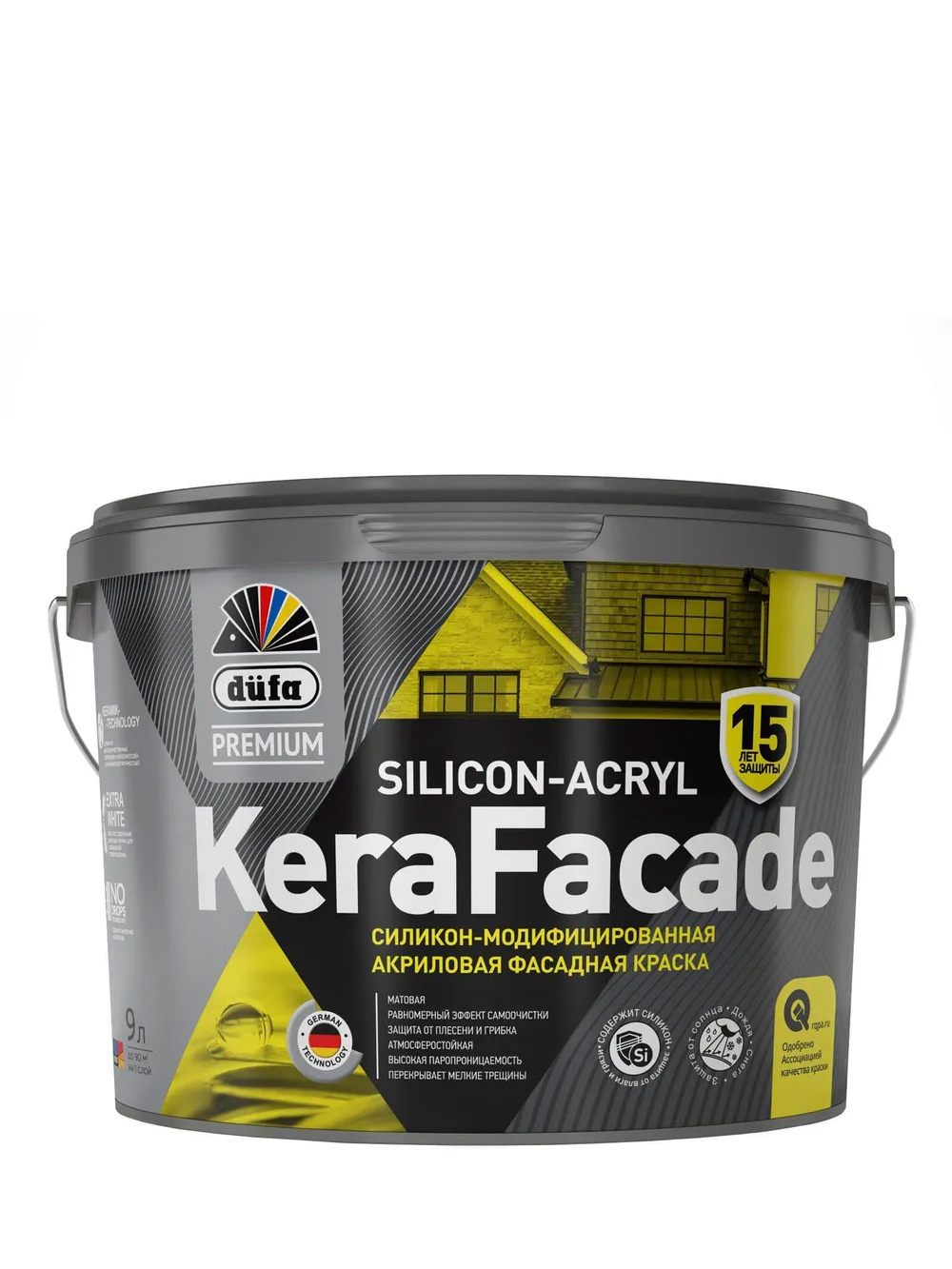 Изображение товара Краска фасадная Dufa Premium kerafacade 0с-00032812 матовая прозрачная 9 л
