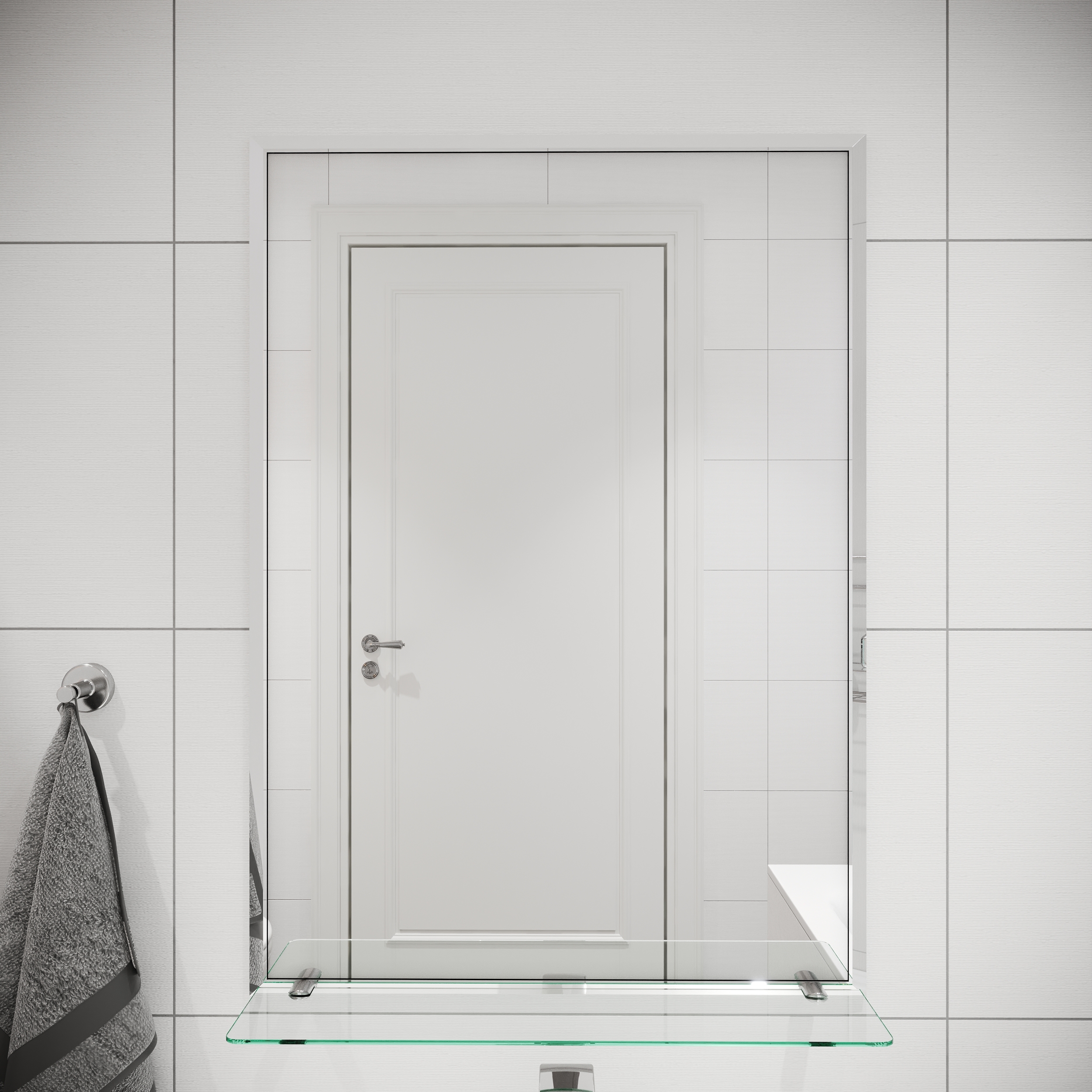 Изображение товара Зеркало для ванной Omega Glass NNSP008М с полкой 50x70 см прямоугольное