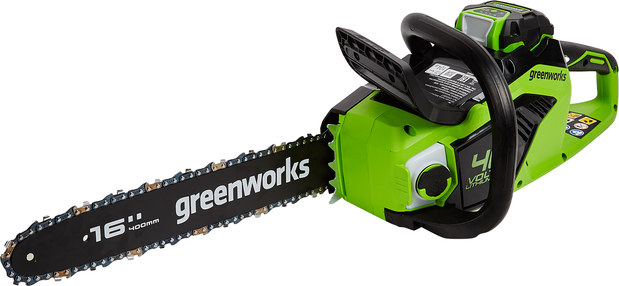 Изображение товара Аккумуляторная пила Greenworks 2005807UA 40 В шина 40 см АКБ и ЗУ в комплекте