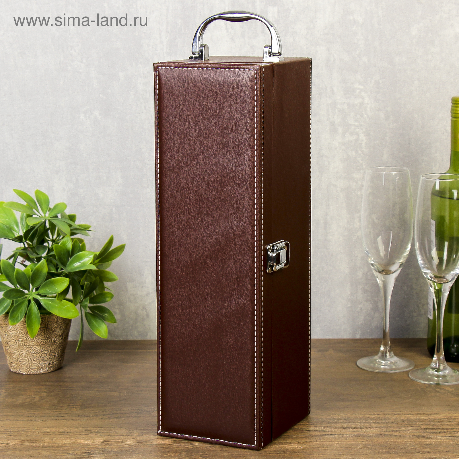 Изображение товара Шкатулка под бутылку "Джентльмен" кофейный 35.5x12x11 см