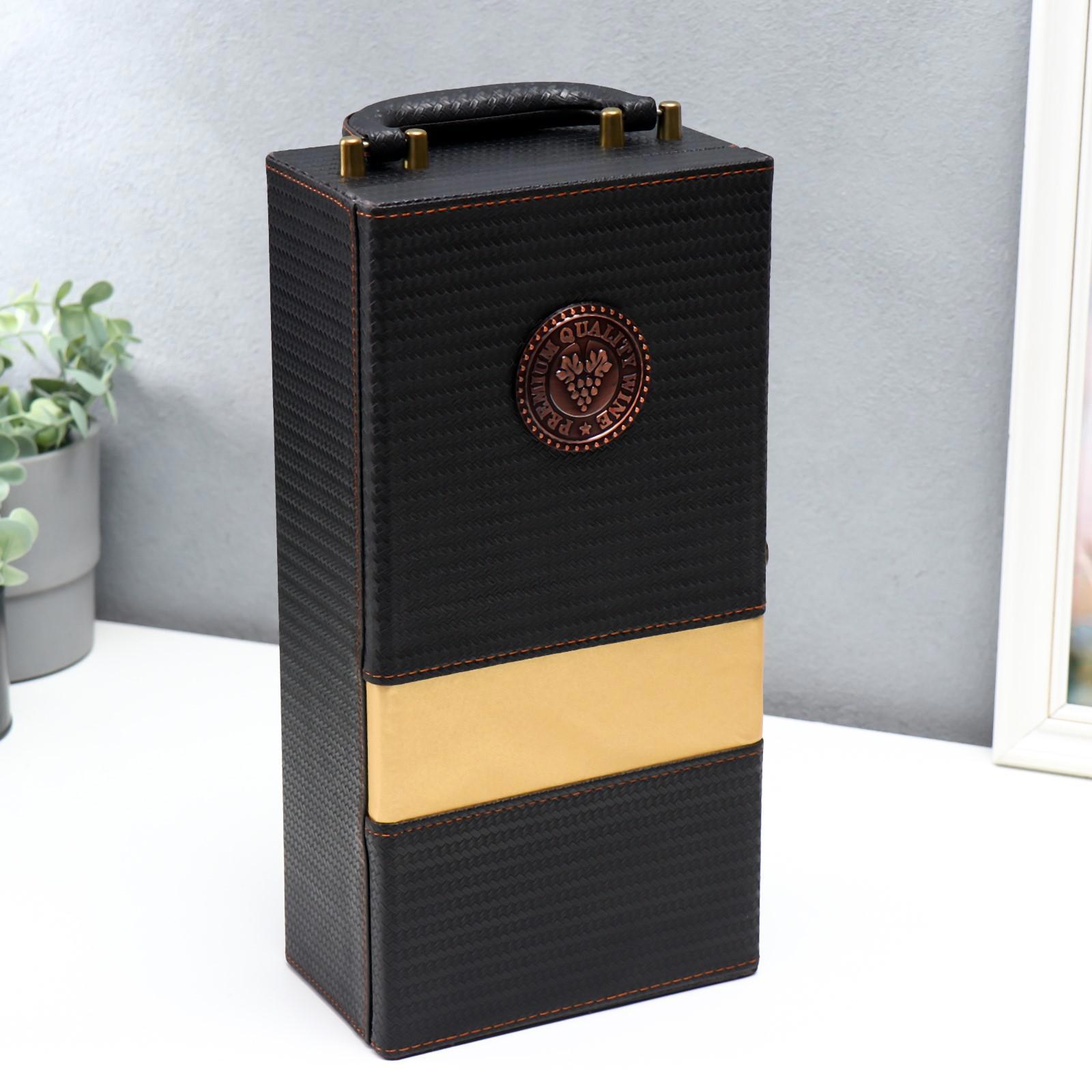 Изображение товара Шкатулка под бутылку «Премиум» 3 предмета | тёмно-коричневый