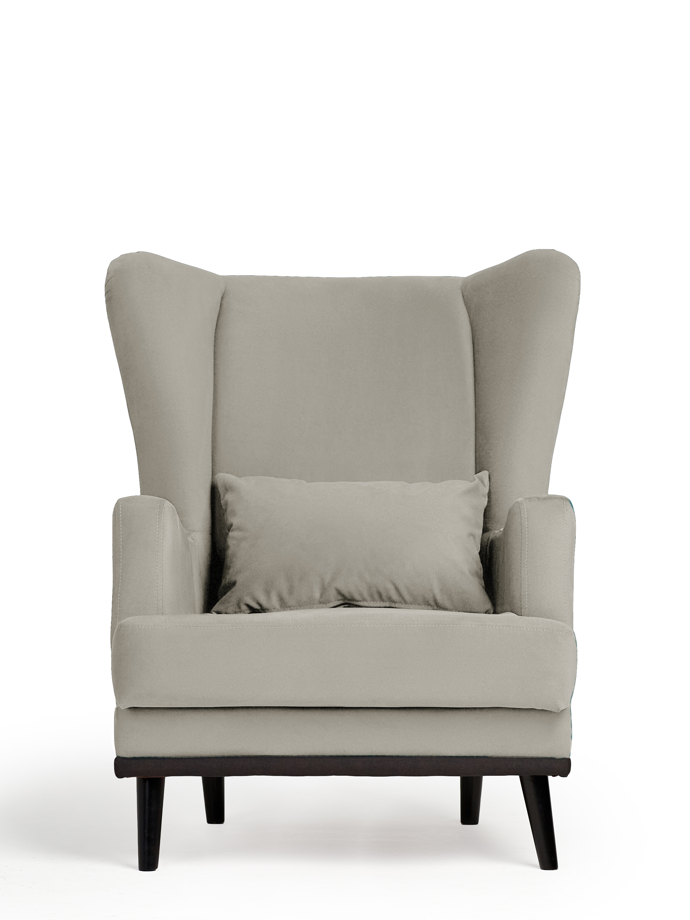 Изображение товара Мягкое кресло Вегас Оскар Max из велюра бежевое с подушкой и ножками из березы