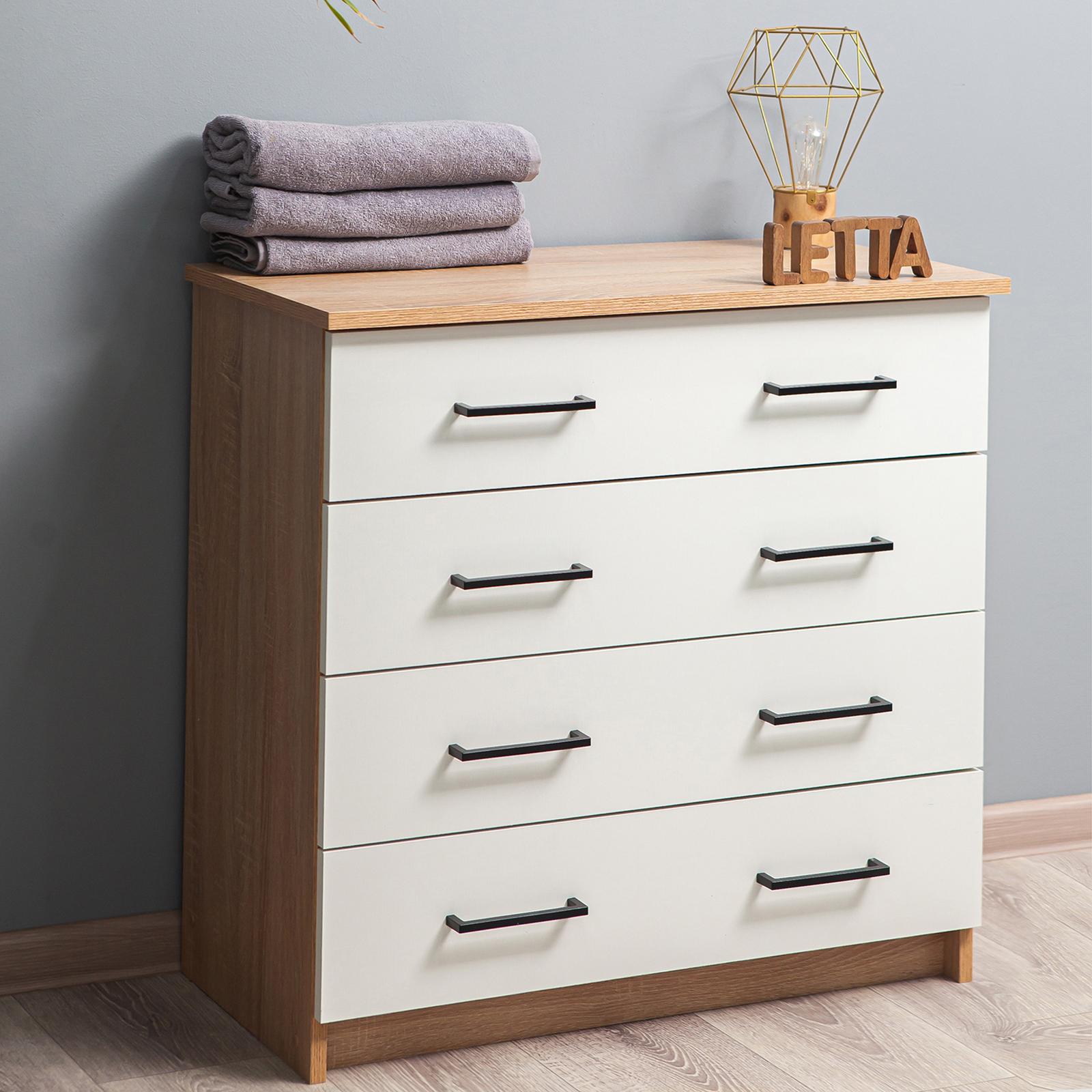 Изображение товара Комод Letta Мальта plus 4 ящика 75x40x72 см ЛДСП цвет белый/дуб сонома