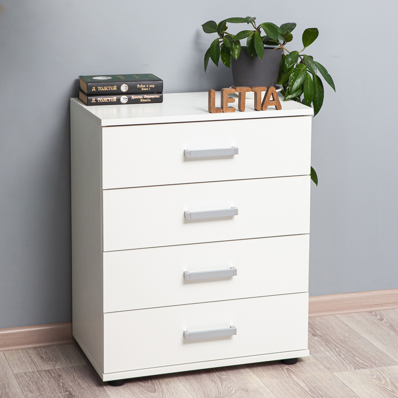 Изображение товара Комод Letta Neoletta 4 ящика 57x36x70 см ЛДСП цвет белый