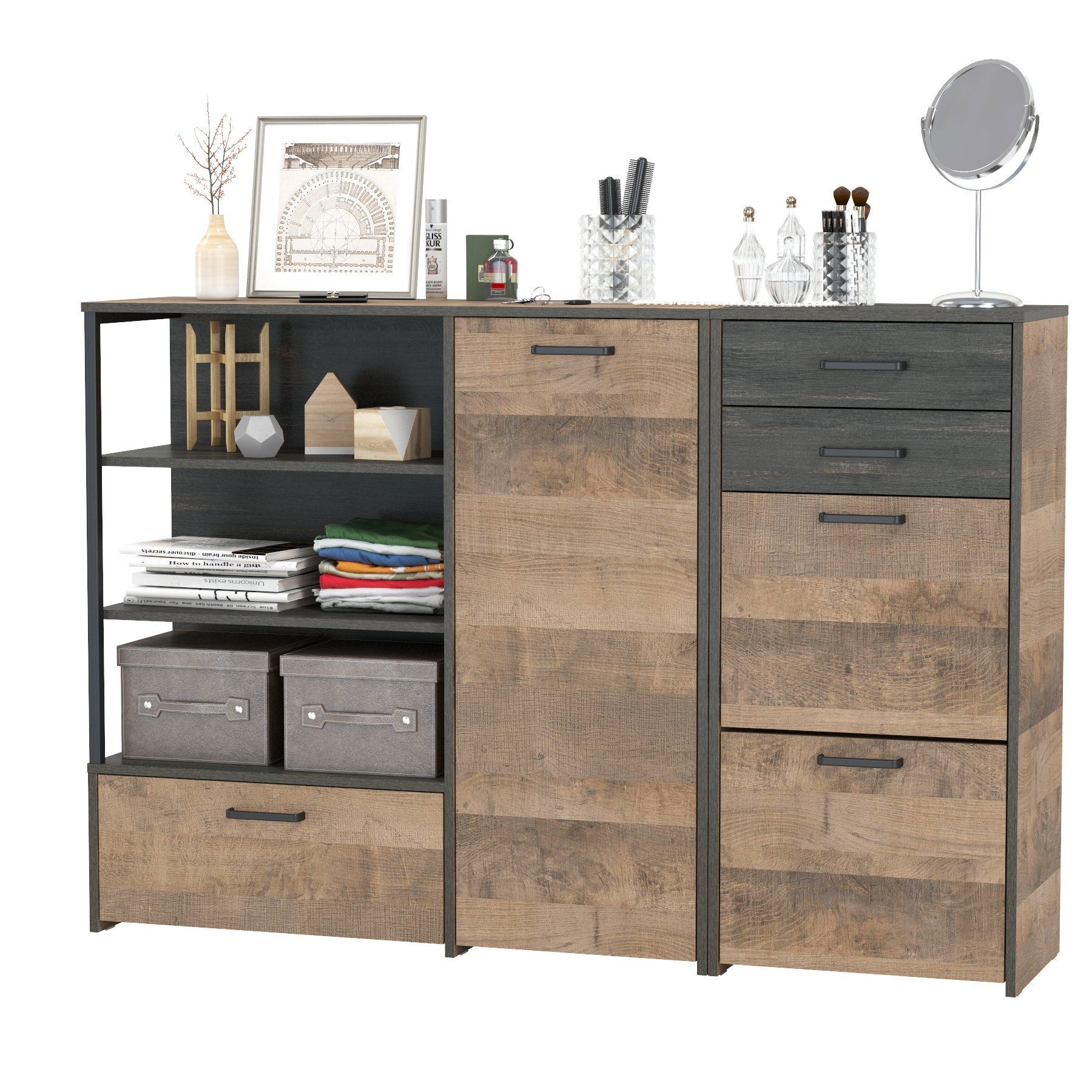 Изображение товара Шкаф для обуви Моби Трувор 159x107x37 см с 7 полками стиль лофт