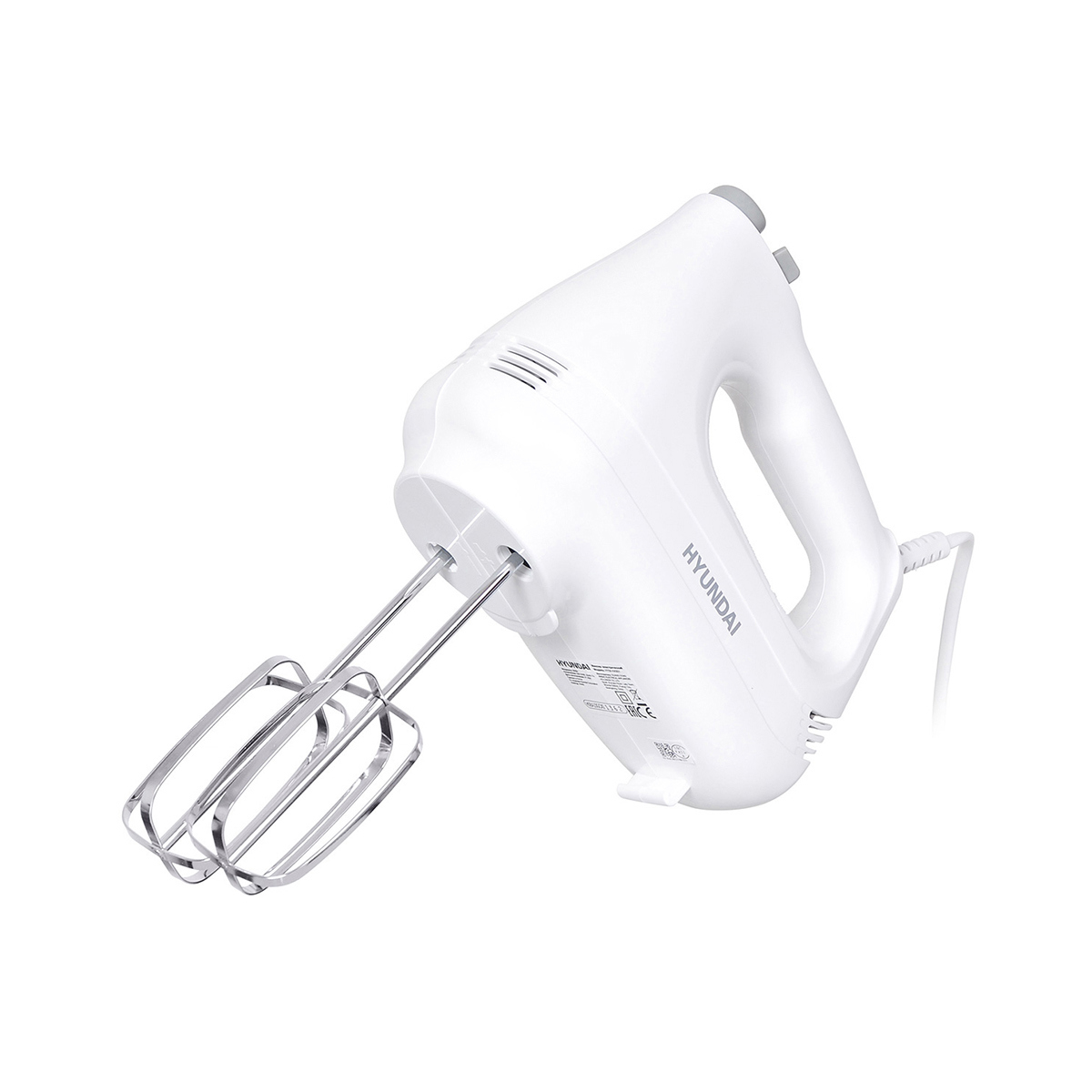Изображение товара Ручной миксер Hyundai HYM-H4301 5 скоростей 4 насадки белый