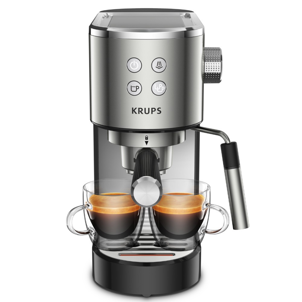 Изображение товара Рожковая кофеварка Krups Virtuoso 14.3x28.5x28 см цвет черный/стальной