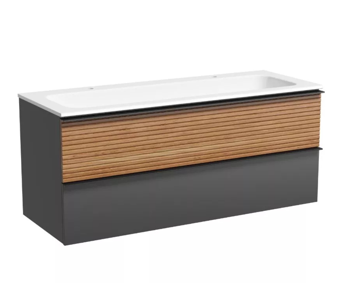 Изображение товара Тумба под раковину Sancos Delta дуб красный/графит DL120GR подвесная 119.5 см