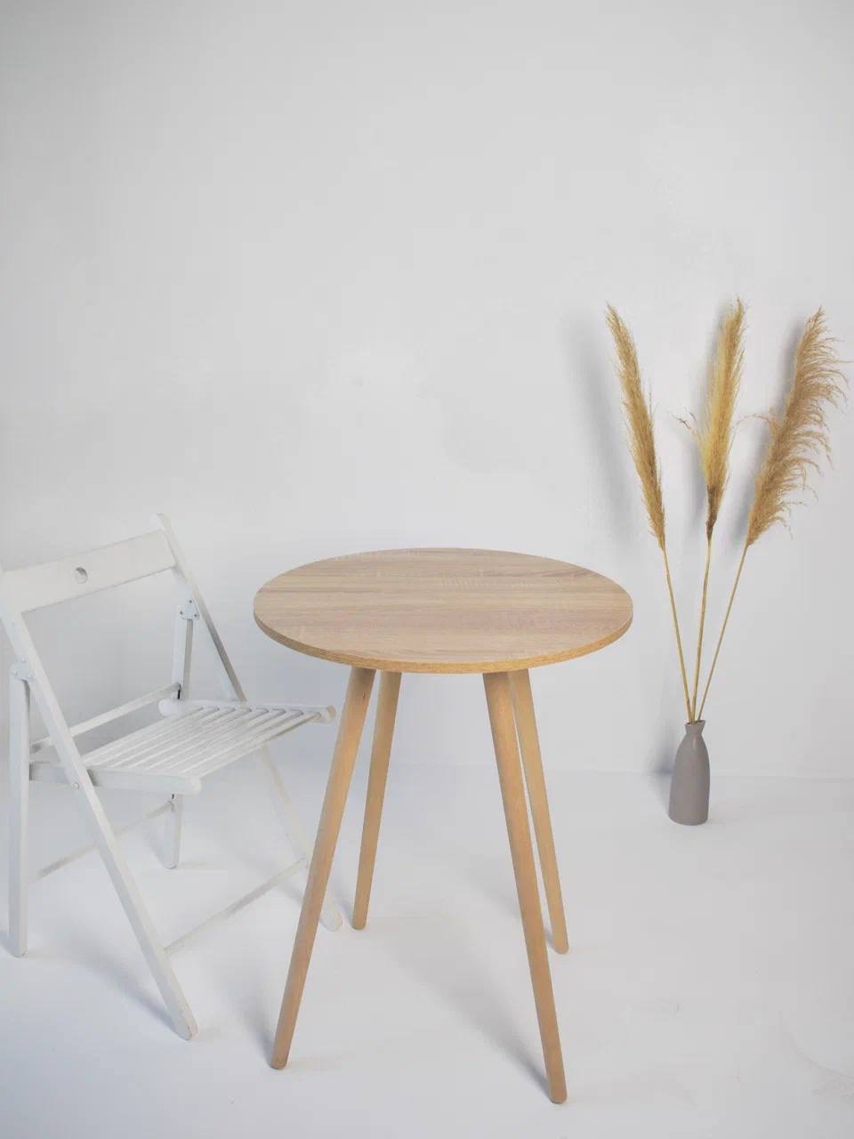 Изображение товара Кухонный стол круглый Lovski 107 60x72x60 см ЛДСП цвет коричневый/дуб сонома