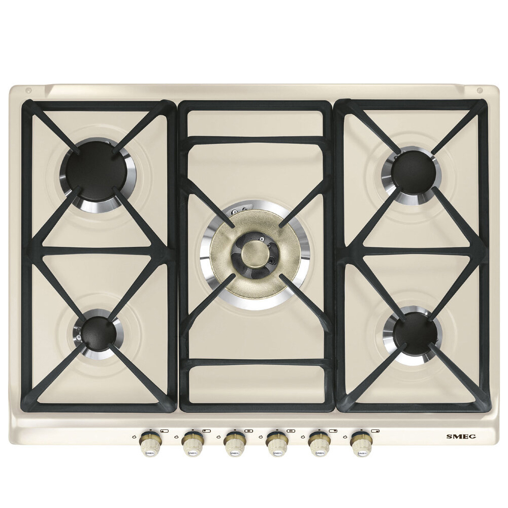 Изображение товара Газовая варочная панель SMEG SR775PO 68.5 см 5 конфорок кремовая