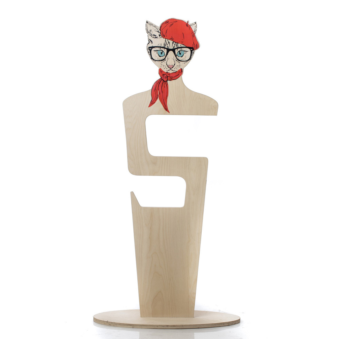 Изображение товара Напольная вешалка Азбукадекор Кошка 45x120x20 см фанера цвет бежевый