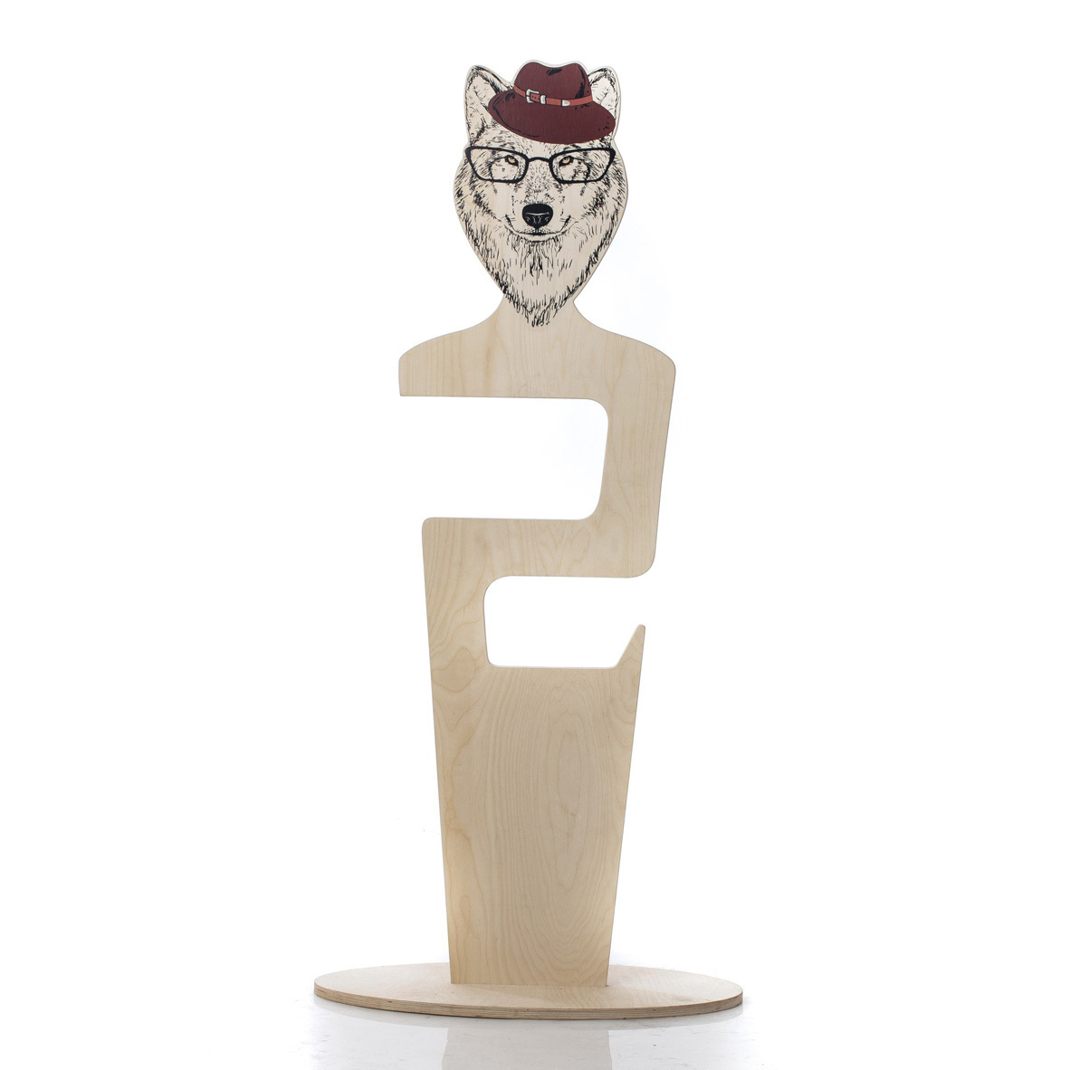 Изображение товара Напольная вешалка Азбукадекор Волк 45x126x20 см фанера цвет бежевый