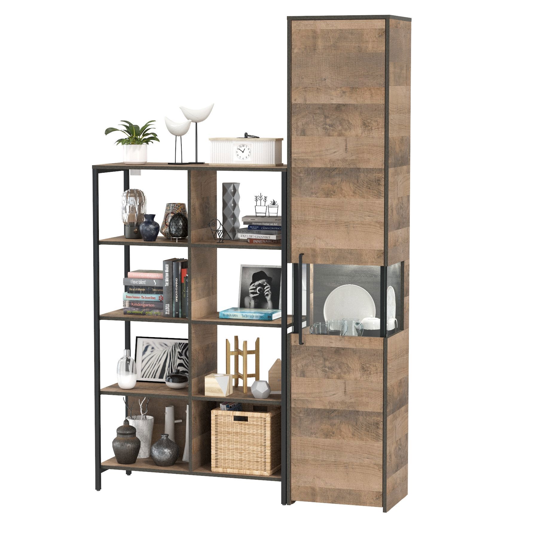 Изображение товара Шкаф-витрина Моби Трувор 135x210x37 см ЛДСП цвет дуб гранж/интра