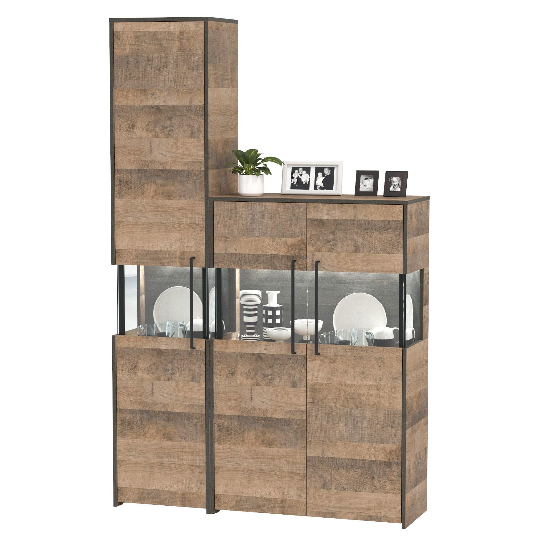 Изображение товара Шкаф-витрина Моби Трувор 131x210x37 см с подсветкой и 8 полками