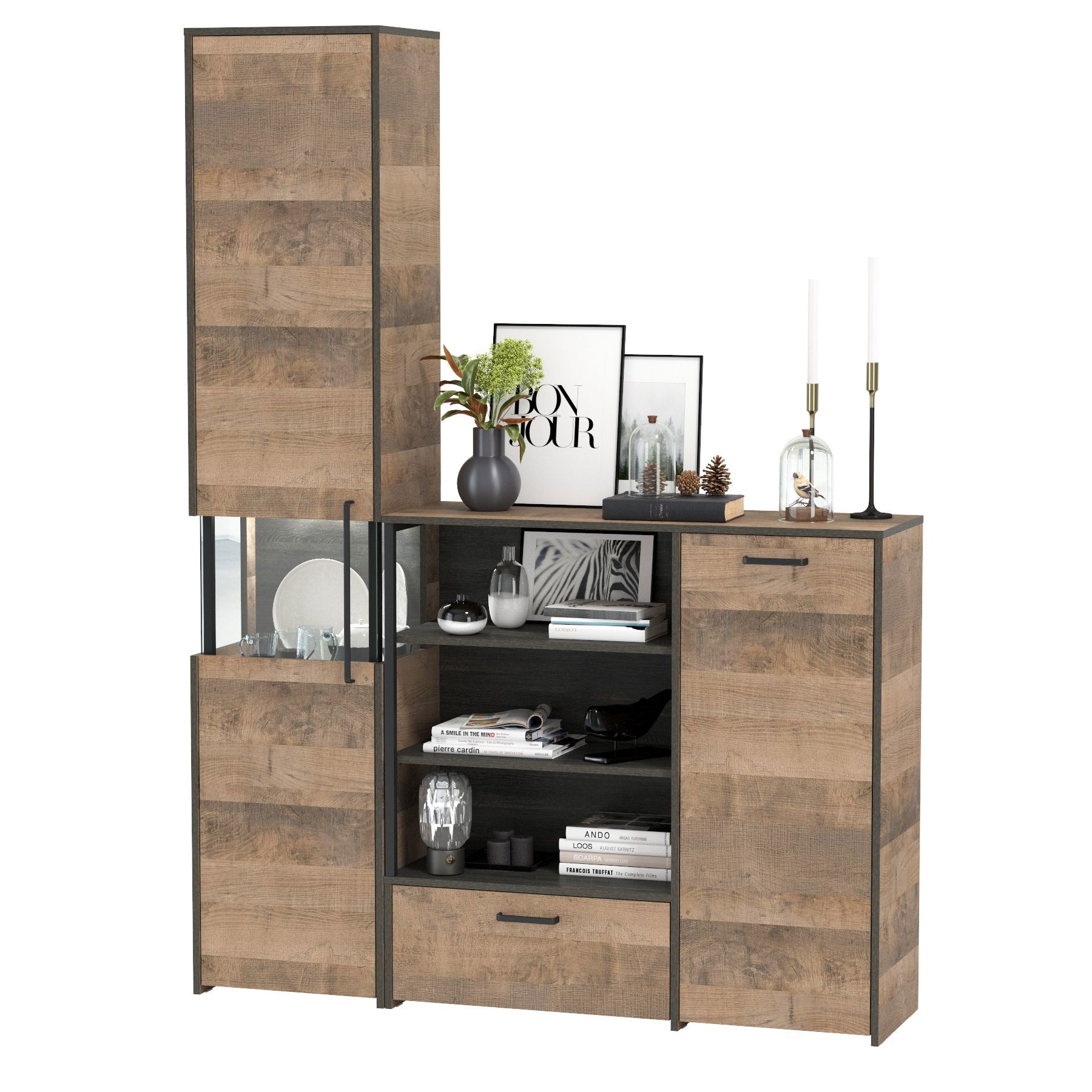 Изображение товара Шкаф-витрина Моби Трувор 154x210x37 см с подсветкой для современного интерьера