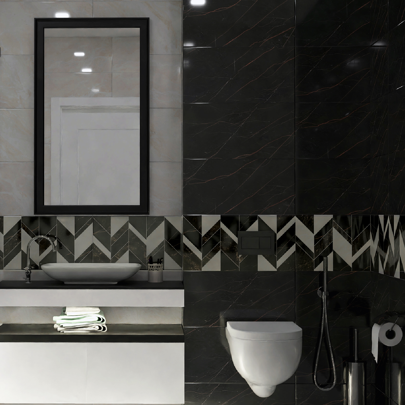 Изображение товара Плитка настенная Нефрит-Керамика Роял Ноэль 30x60 см глянцевая черная