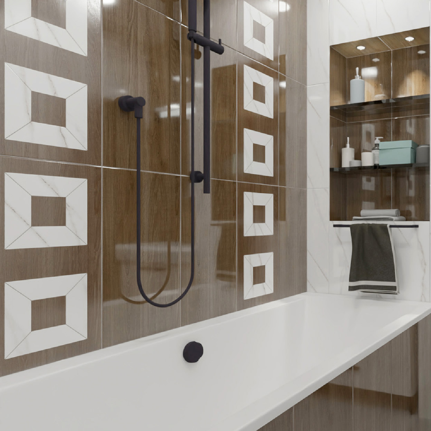 Изображение товара Плитка настенная керамическая Луксор 30x60 см коричневый мрамор глянцевая